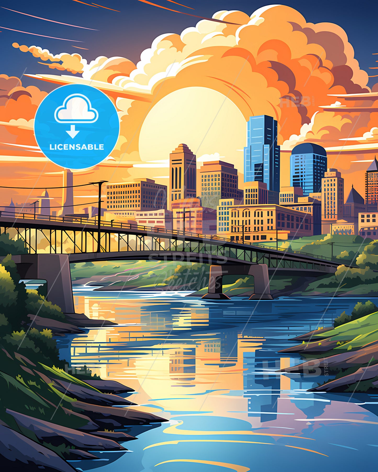 Pittsburg, California, a bridge over a river with a city in the background