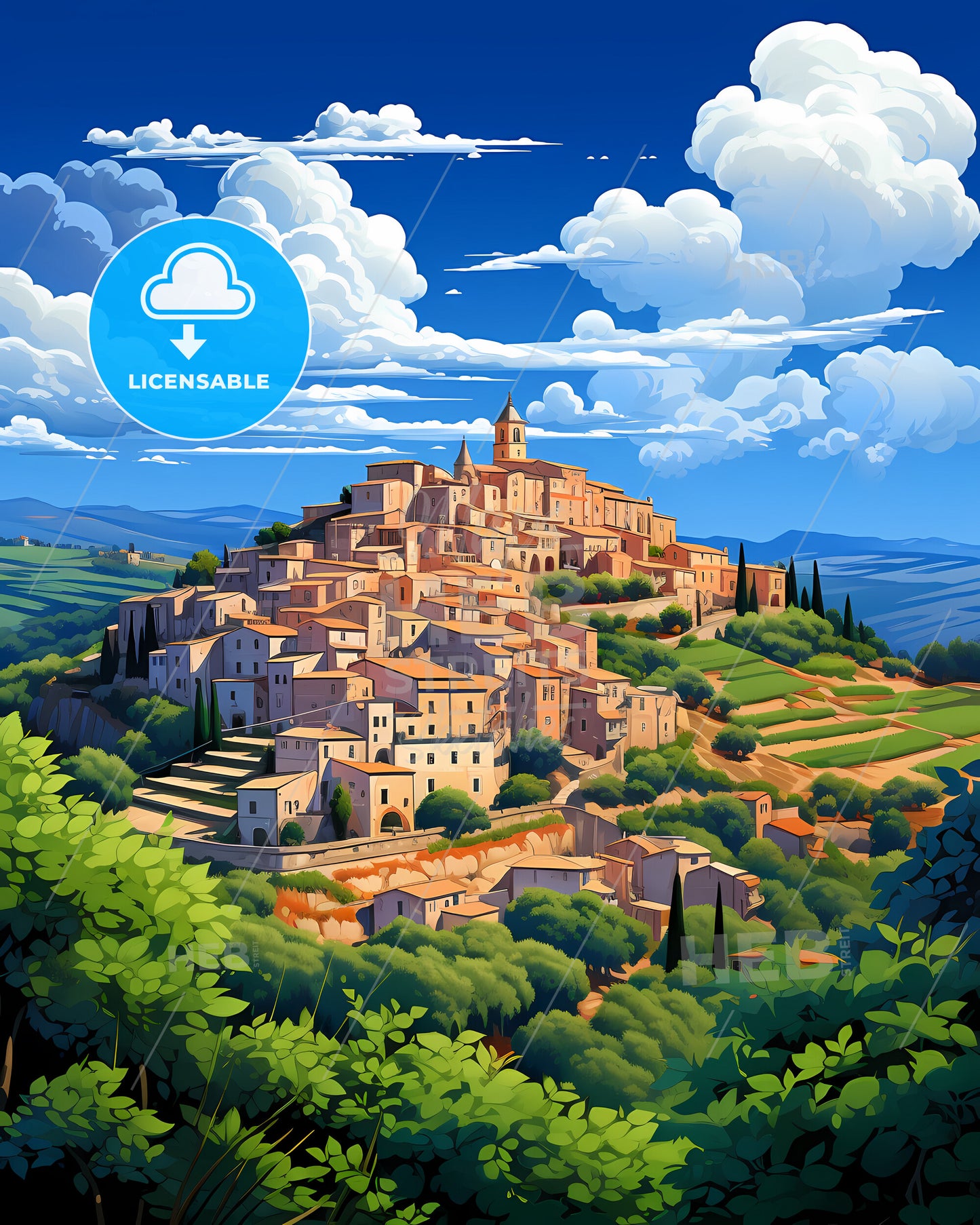 Pomezia, Italy, a large town on a hill