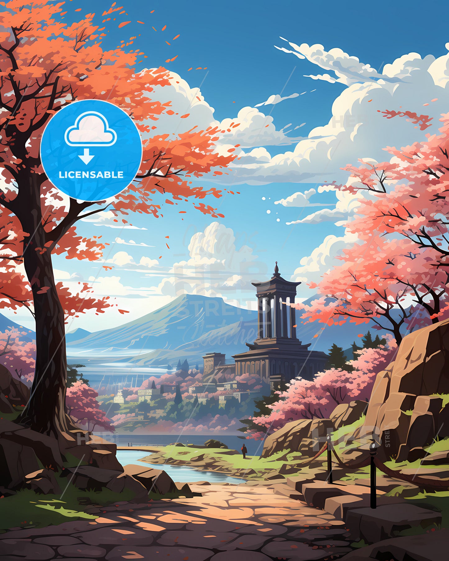 Edinburgh, Edinburgh, a landscape with a river and trees and a building