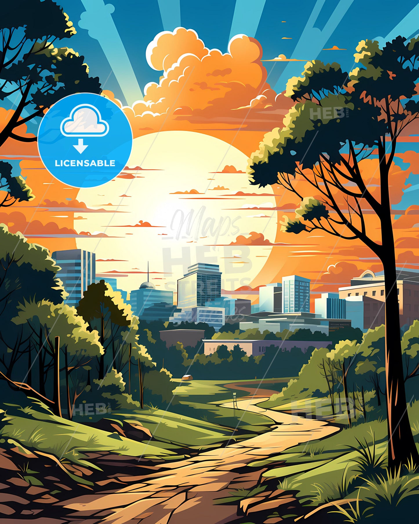 Tallahassee, Florida, a sunset over a city