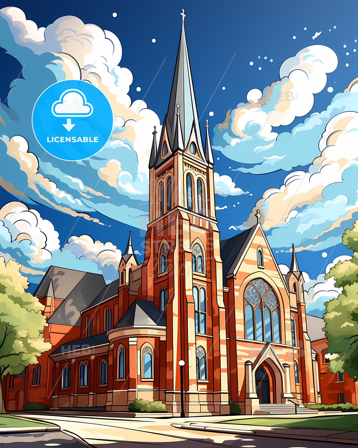 Muncie, Indiana, a church with a tall tower