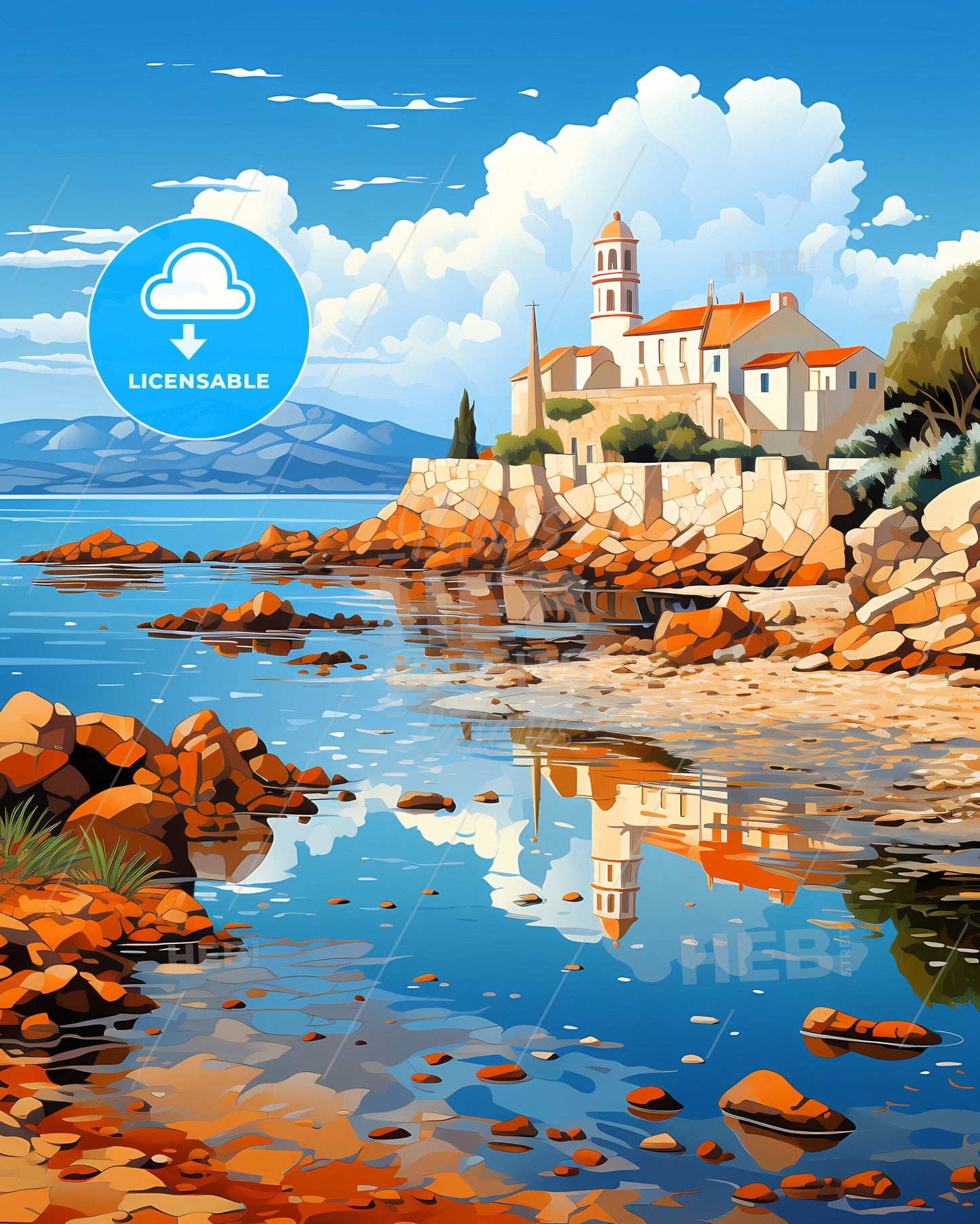 Trapani, Italy, a building on a rocky shore