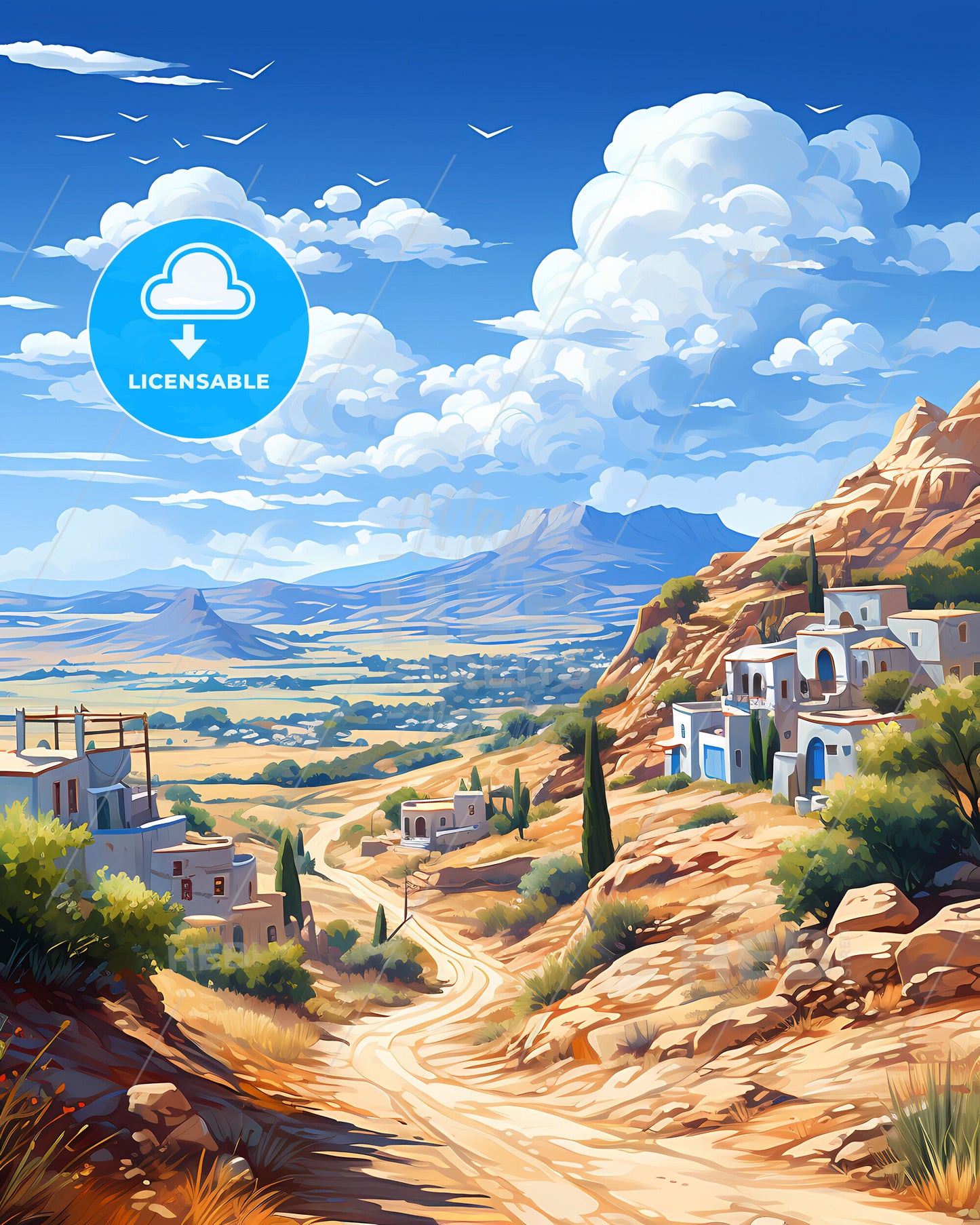 Turkistan, Kazakhstan, a landscape with a road and buildings