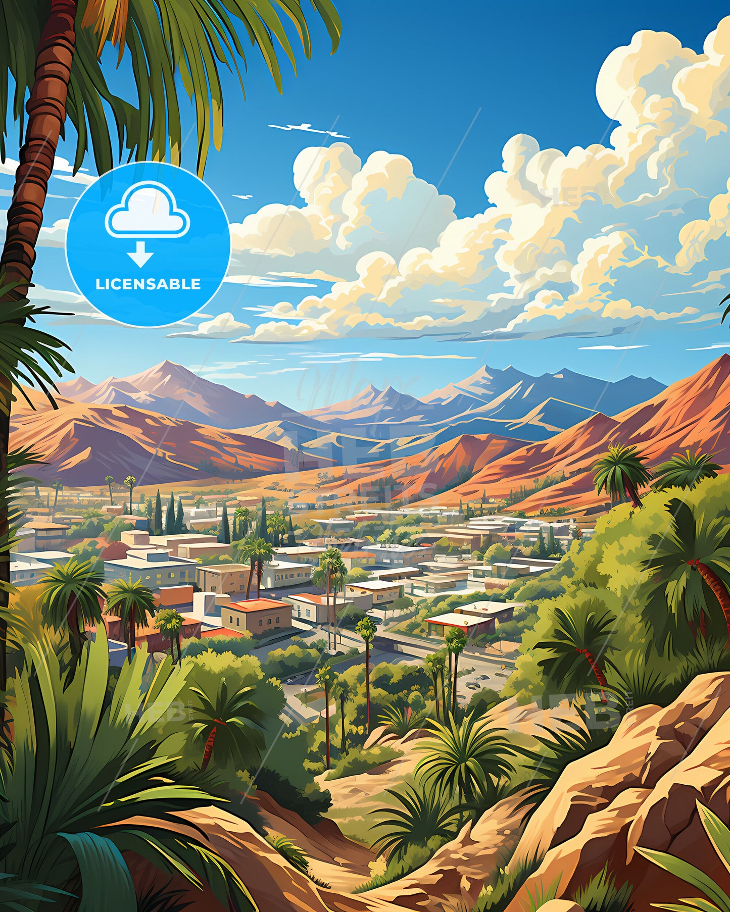 Palmdale, California, a landscape of a town and mountains