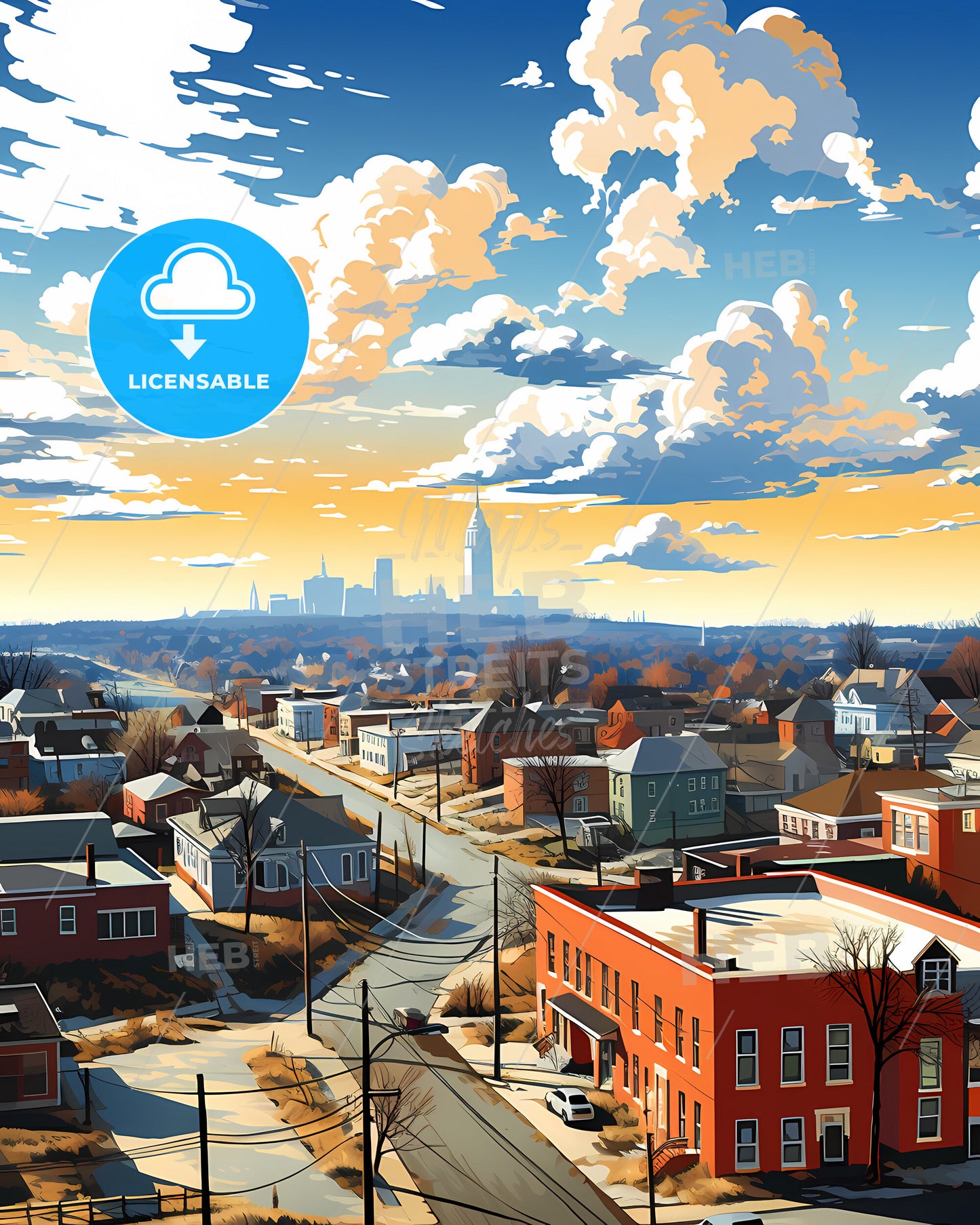 Pawtucket, Rhode Island, a city with many buildings and a road