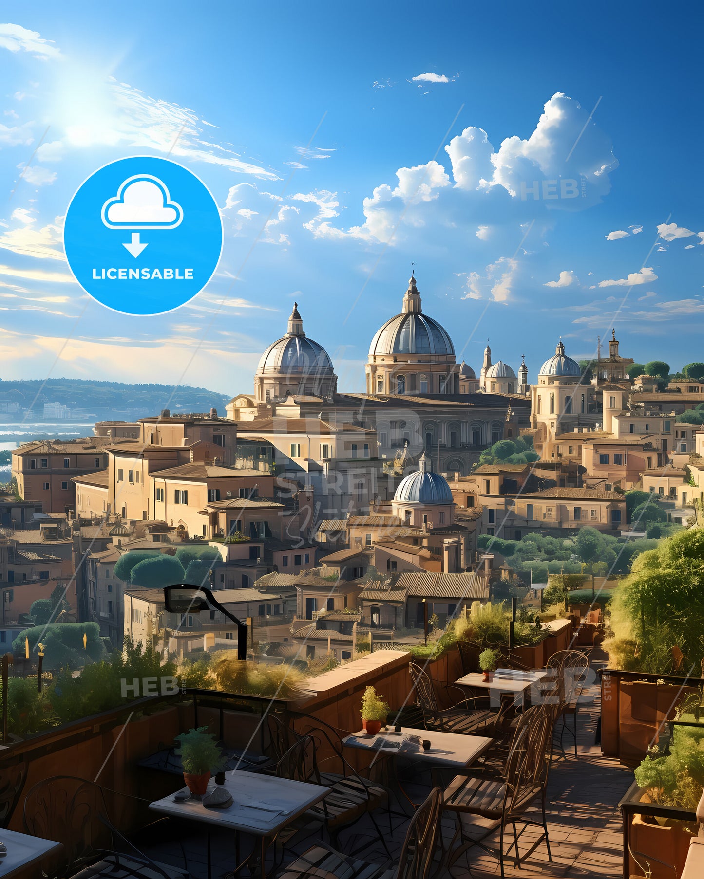 Rome, Italy, a city with a large building and a body of water