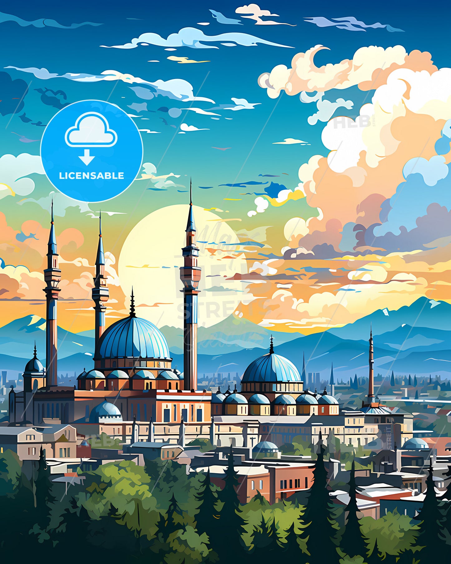 Pordenone, Italy, a large building with towers and a city in the background