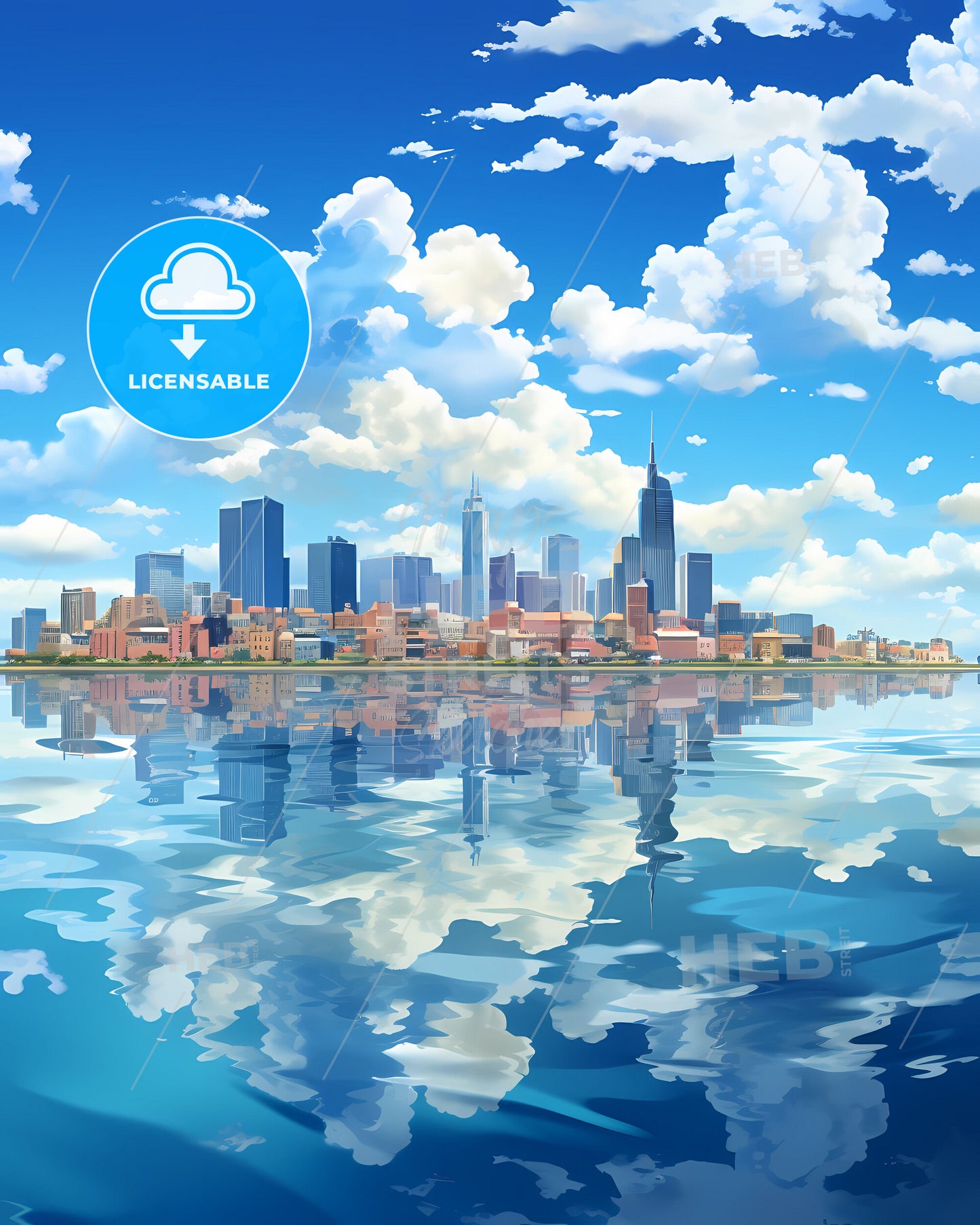 Vlissingen, Netherlands, a city skyline reflected in water