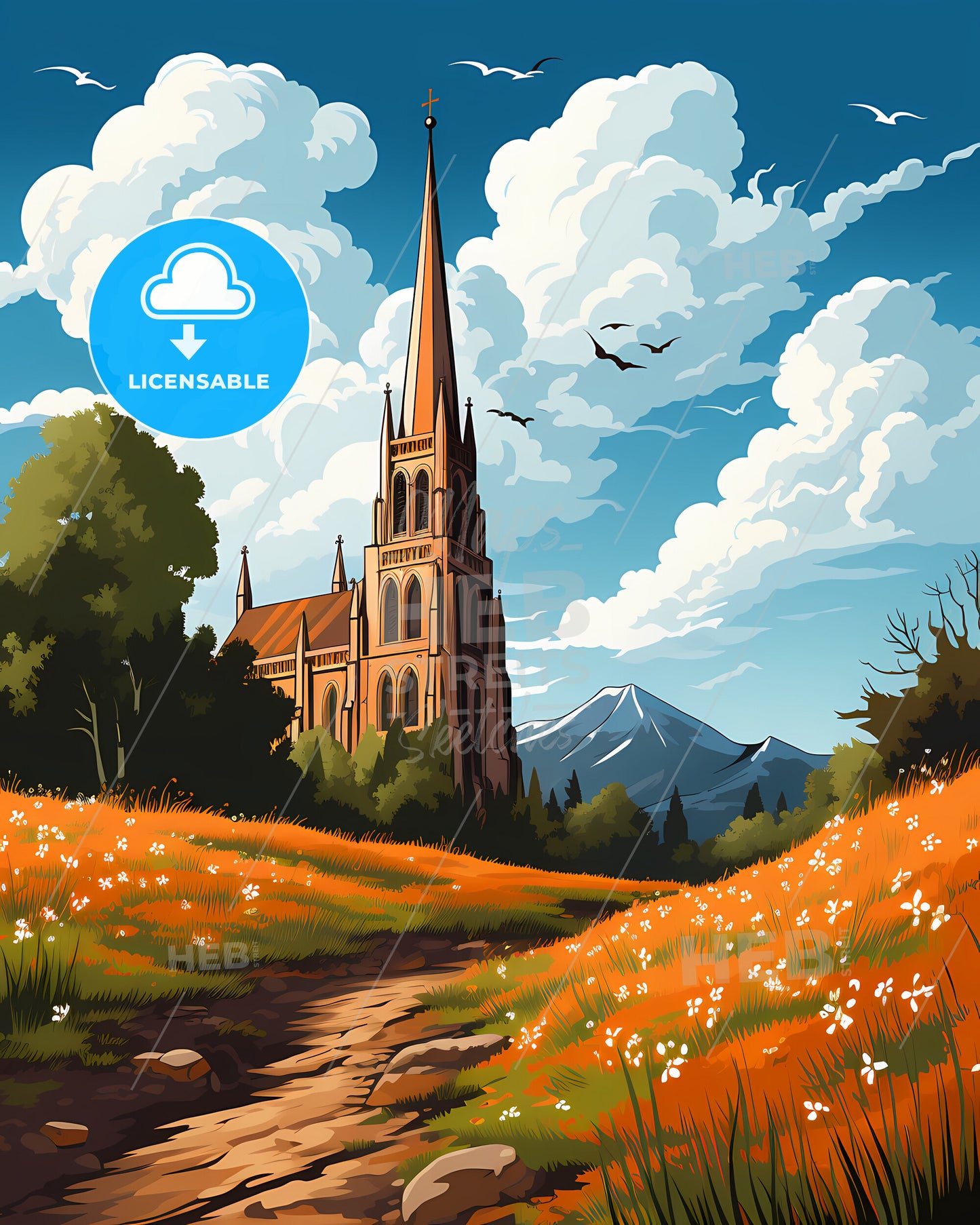 Dundee, Dundee, a church with a steeple in the background