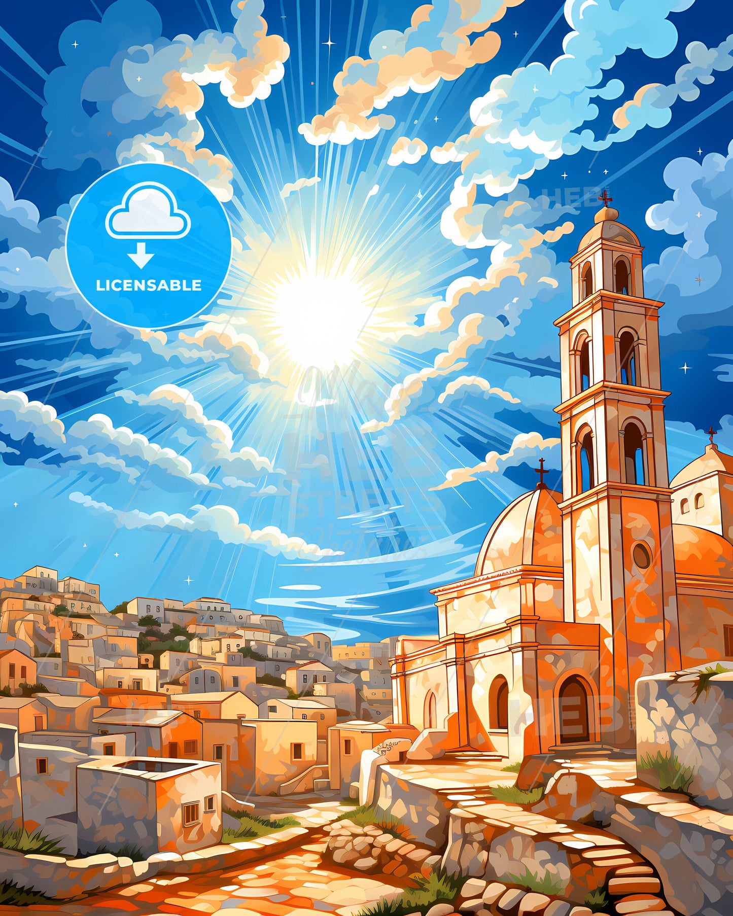 Molfetta, Italy, a building with a tower and a steeple in a city