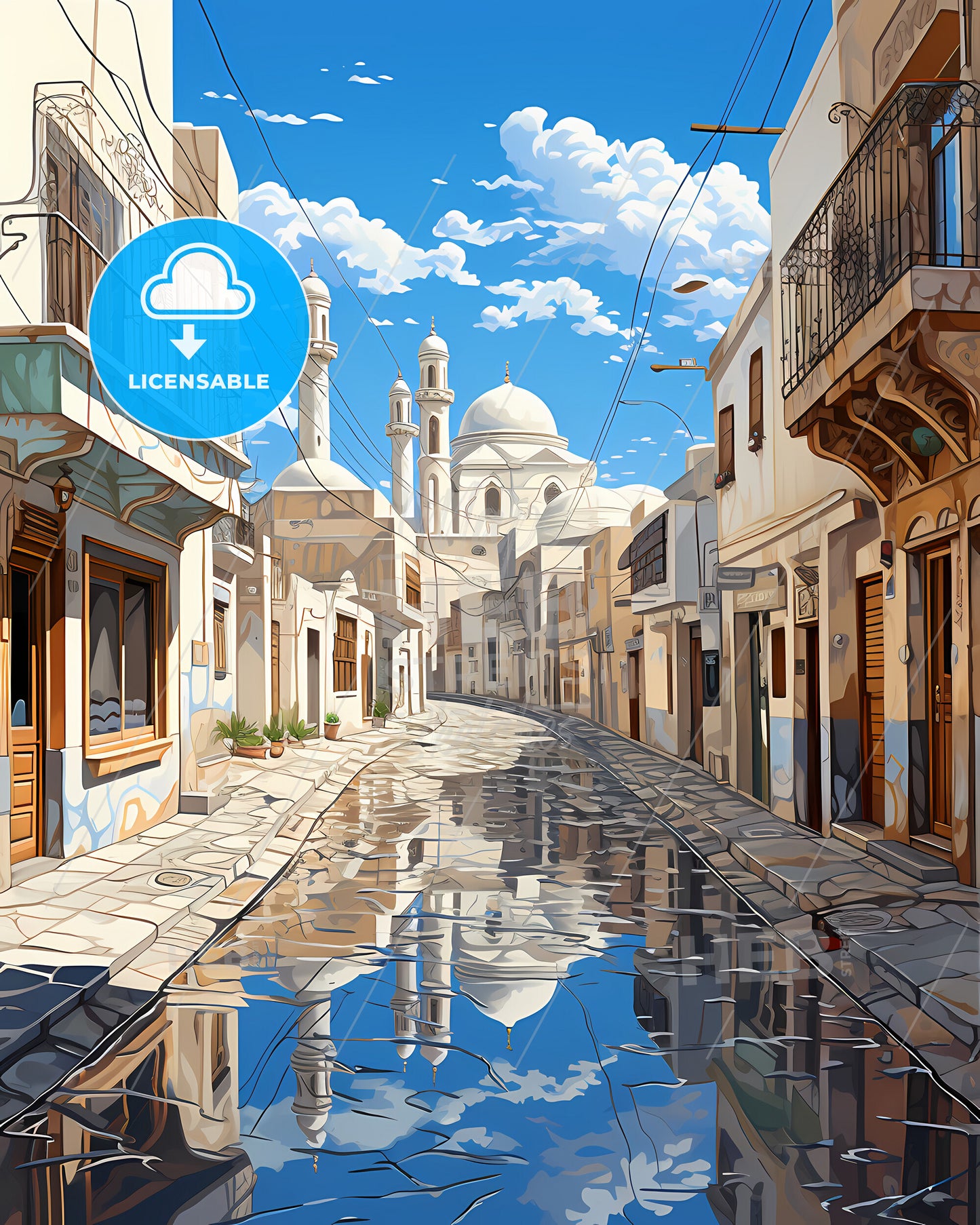 Kostanay, Kazakhstan, a street with buildings and a reflection of a building