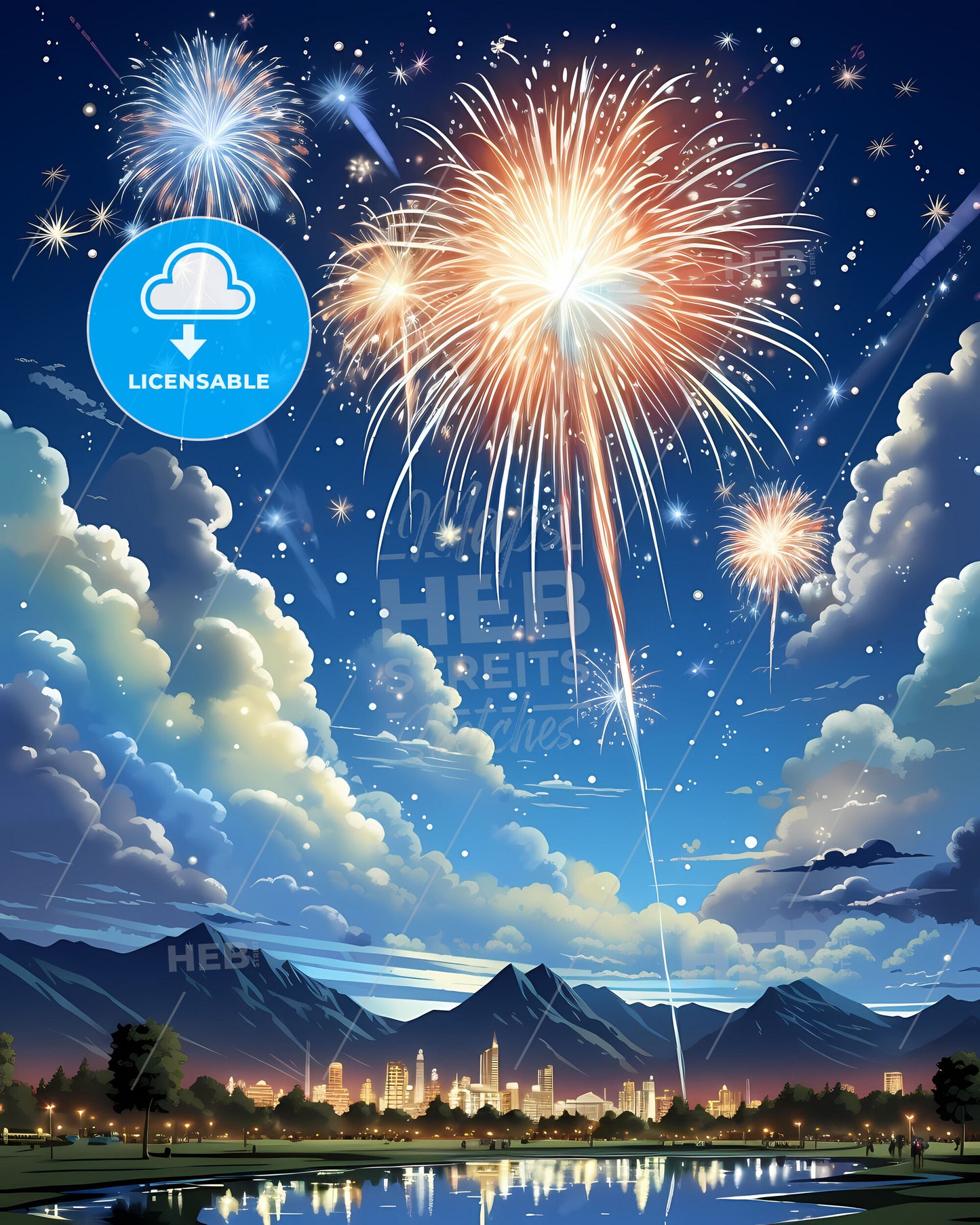 Surprise, Arizona, fireworks in the sky over a city