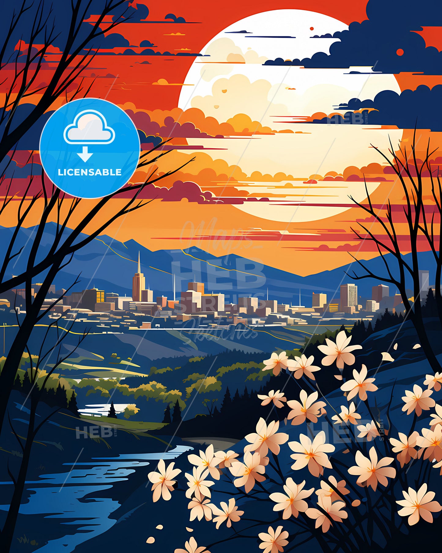 Billings, Montana, a sunset over a city