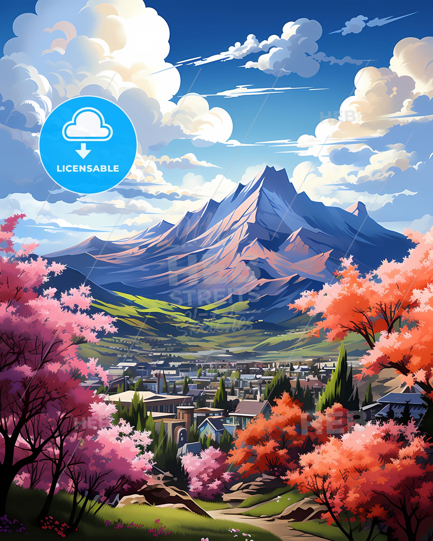 West Jordan, Utah, a mountain with trees and a city