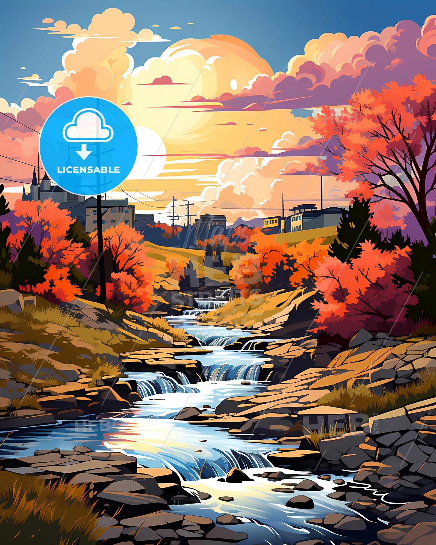 Evansville, Indiana, a river running through a valley with trees and buildings