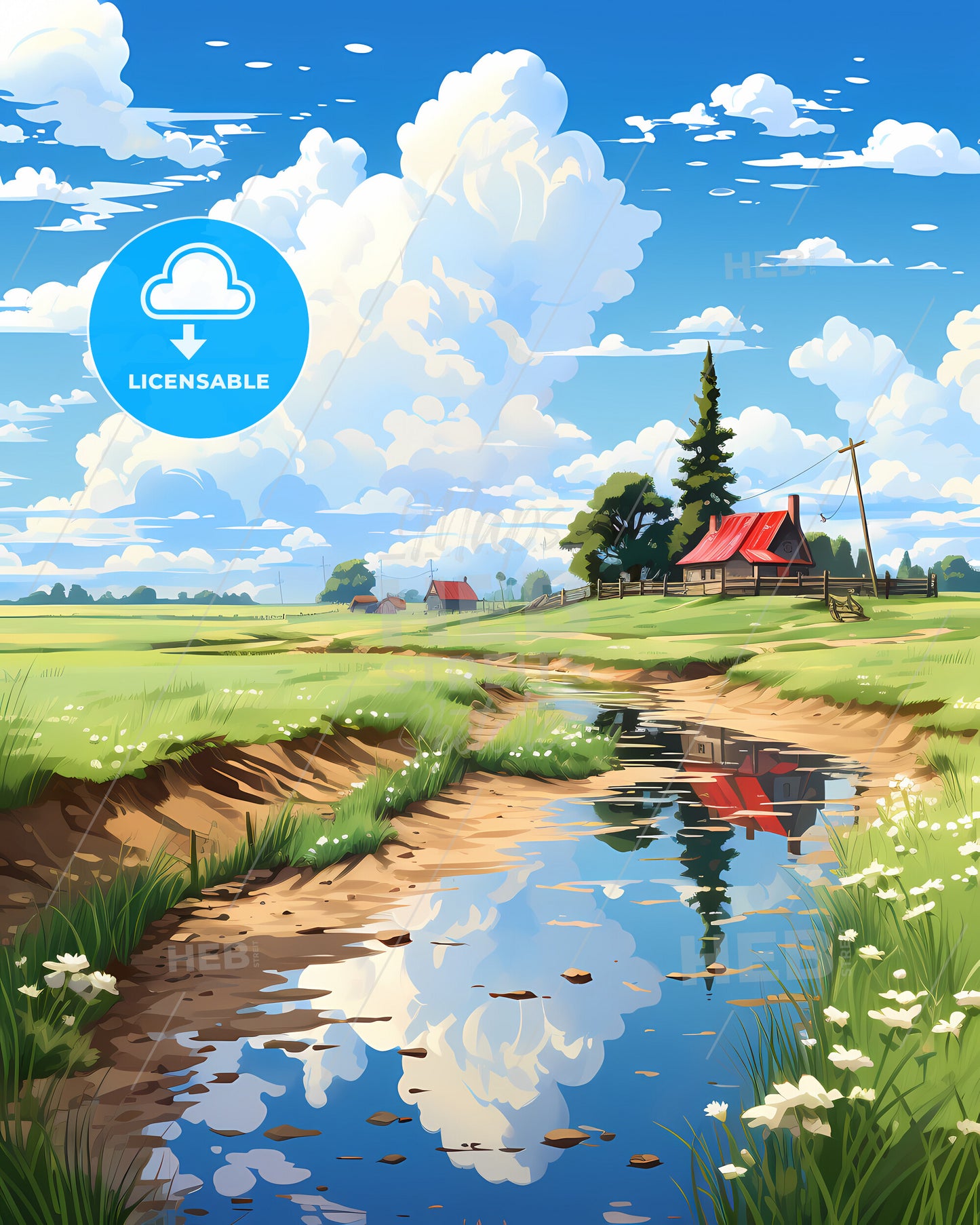 Petropavl, Kazakhstan, a stream of water with a house and trees in the background