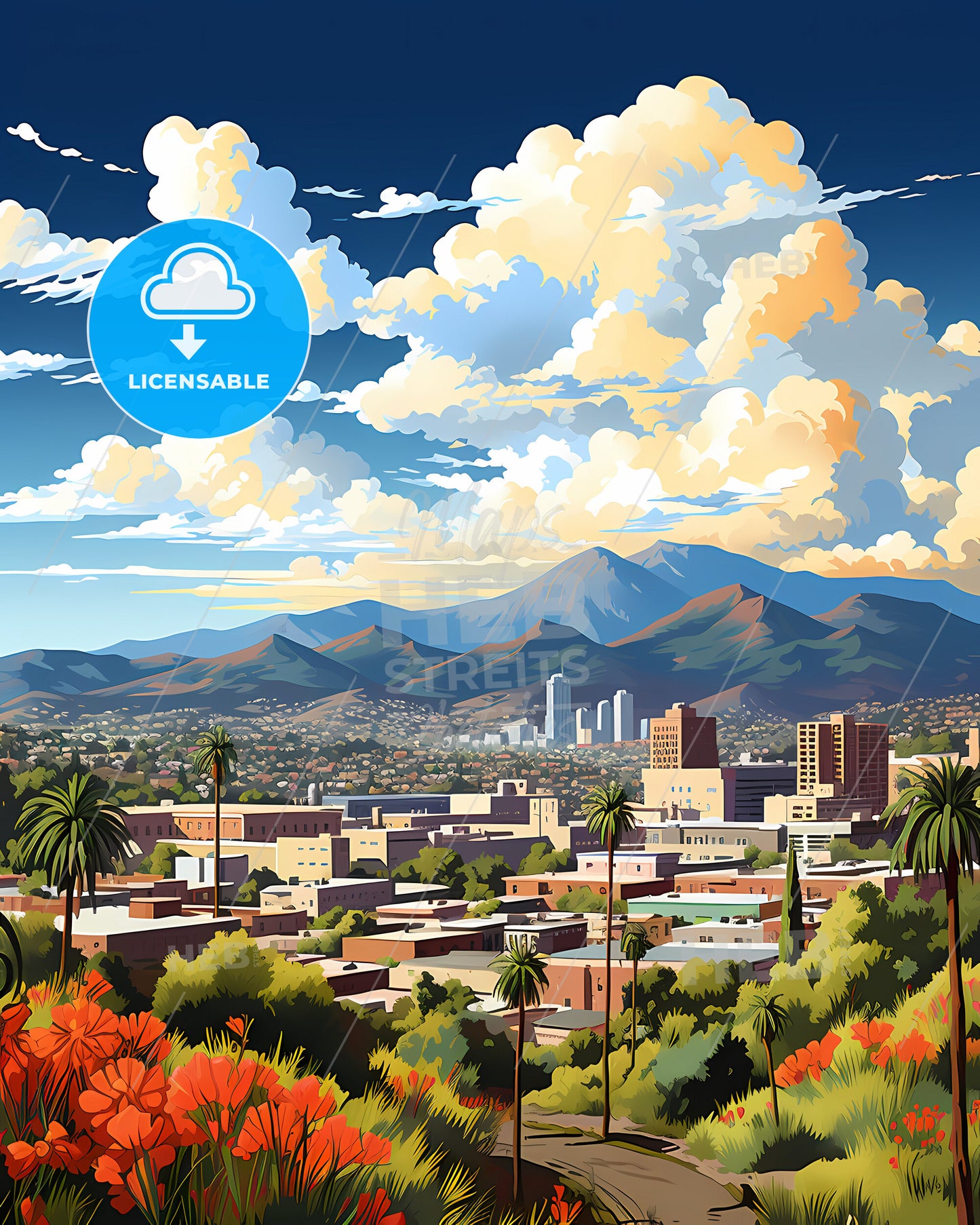 El Monte, California, a cityscape with mountains in the background