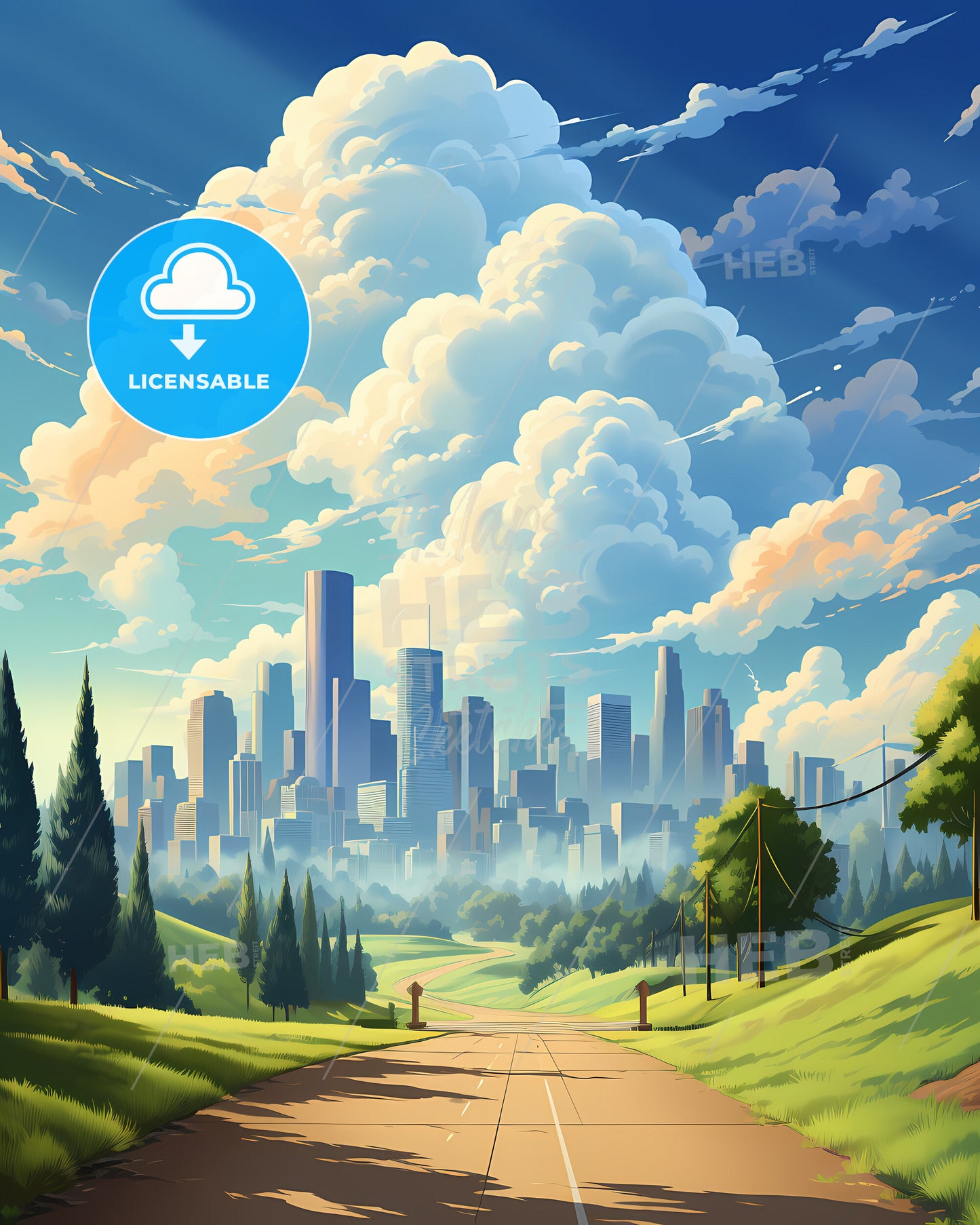 Lynwood, California, a road with trees and a city in the distance