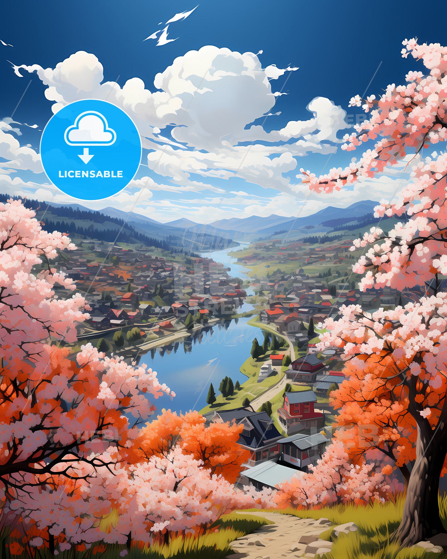 Skien, Norway, a landscape with a river and trees and houses