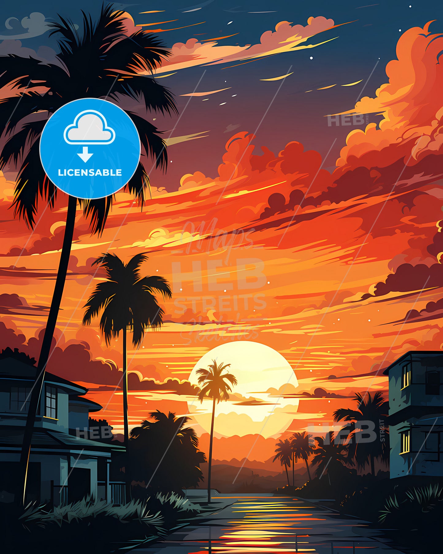 Miami Gardens, Florida, a sunset over a beach