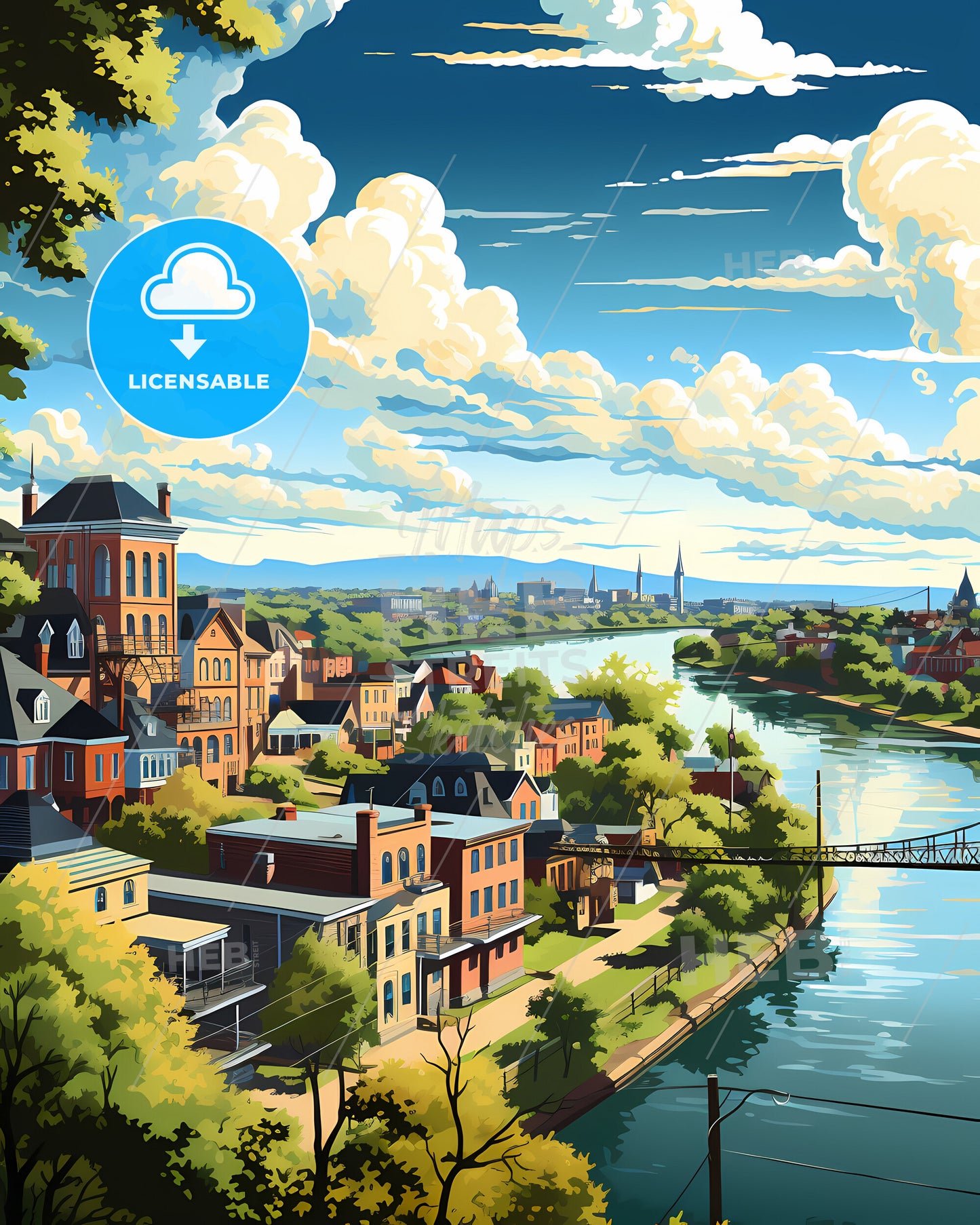 Bayonne, New Jersey, a river with a bridge over a city