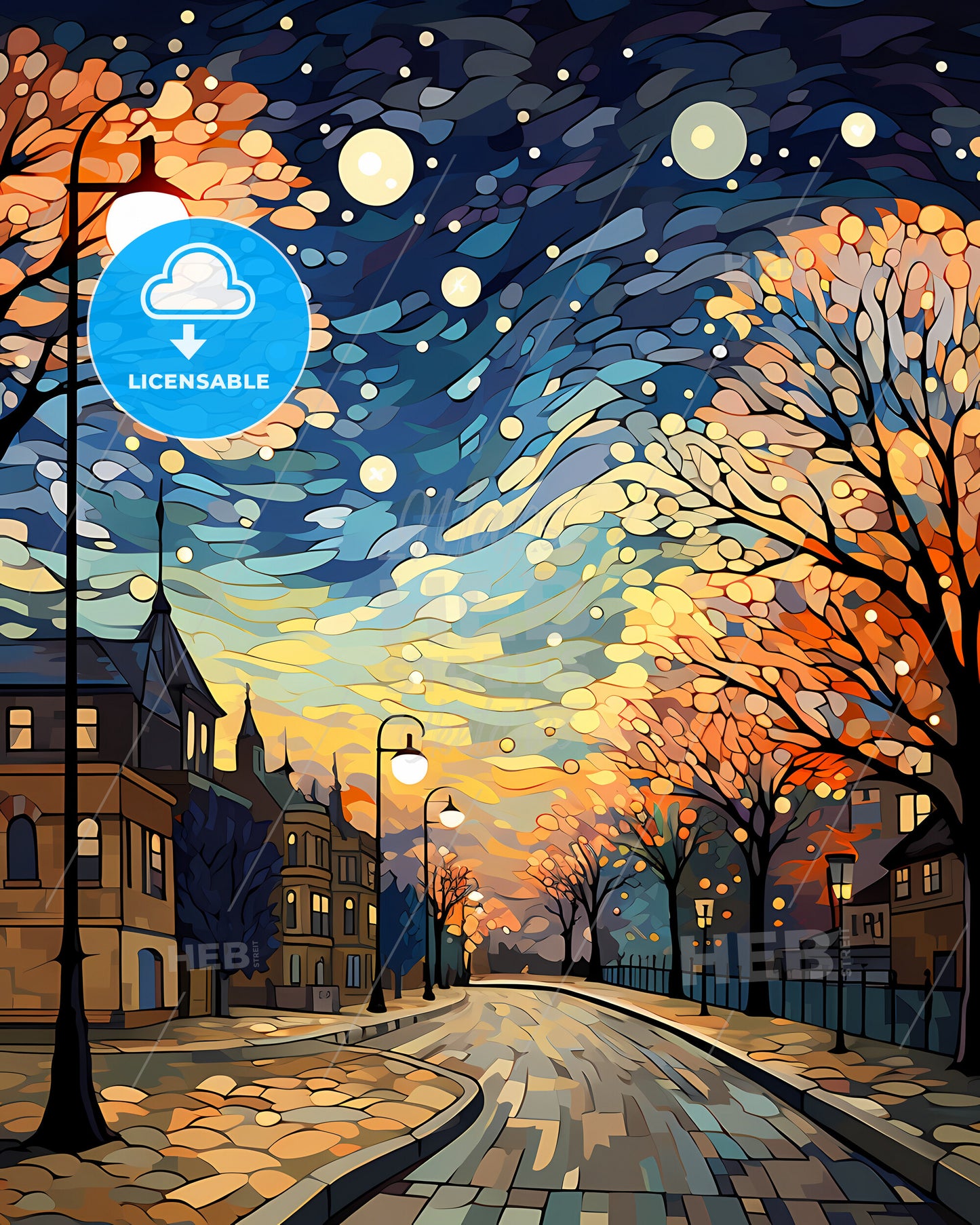 Aurora, Illinois, a street with trees and street lights