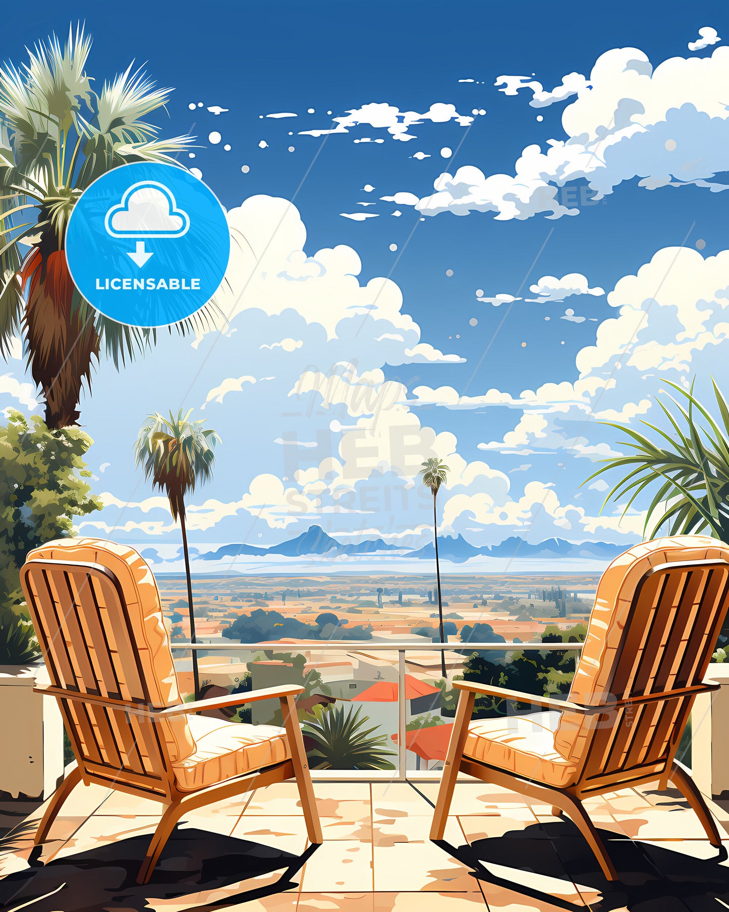 El Cajon, California, two chairs on a deck overlooking a valley