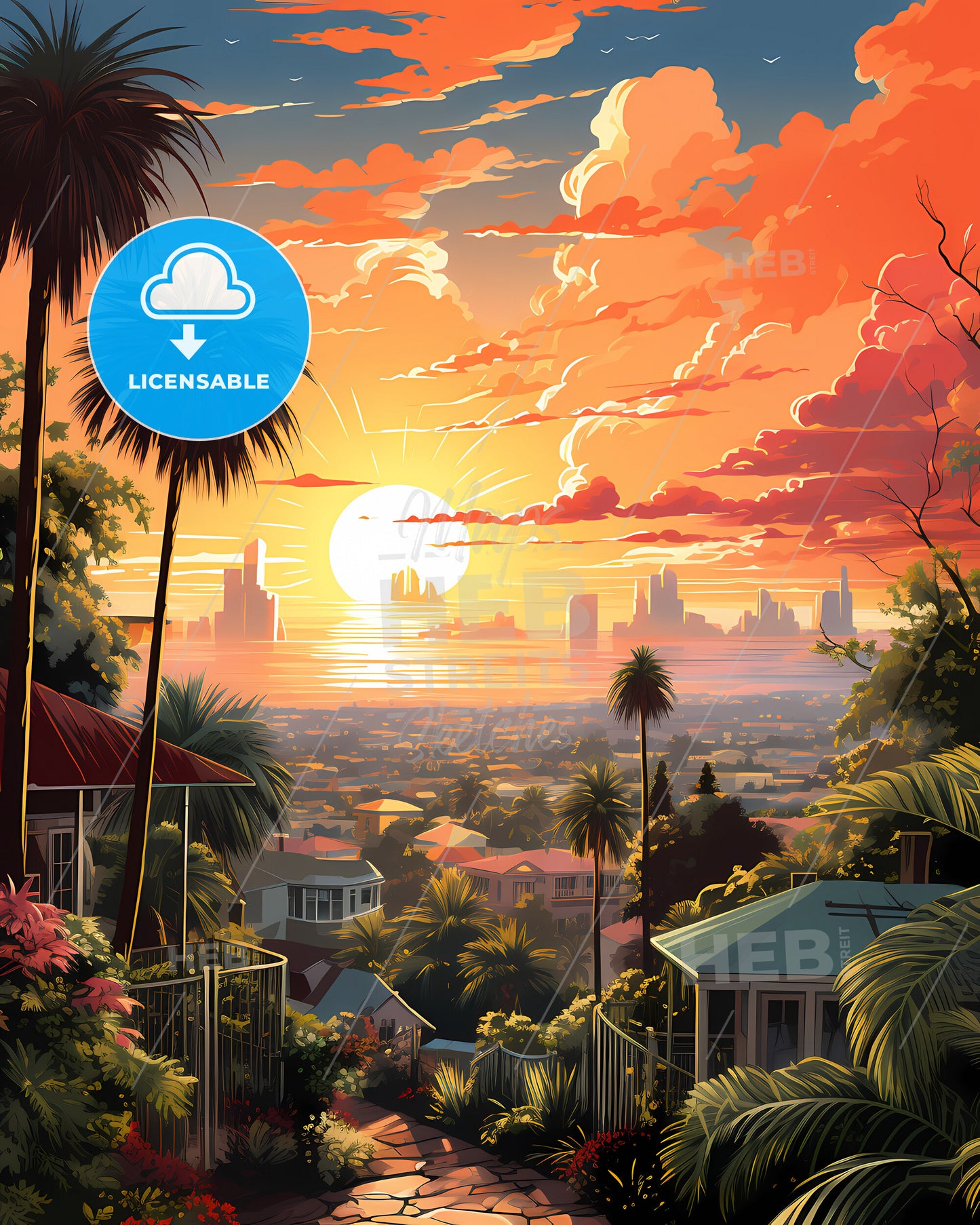 Homestead, Florida, a sunset over a city