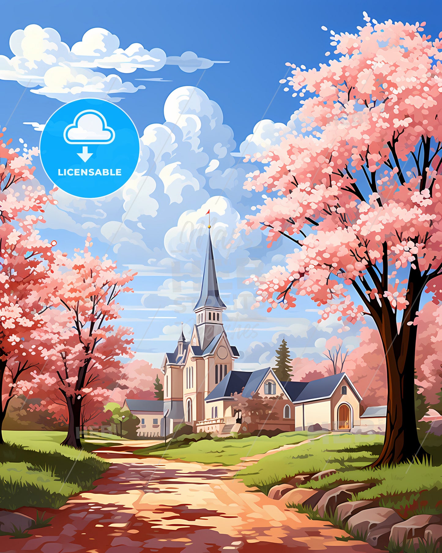 Paterson, New Jersey, a church with a steeple and trees in front of it