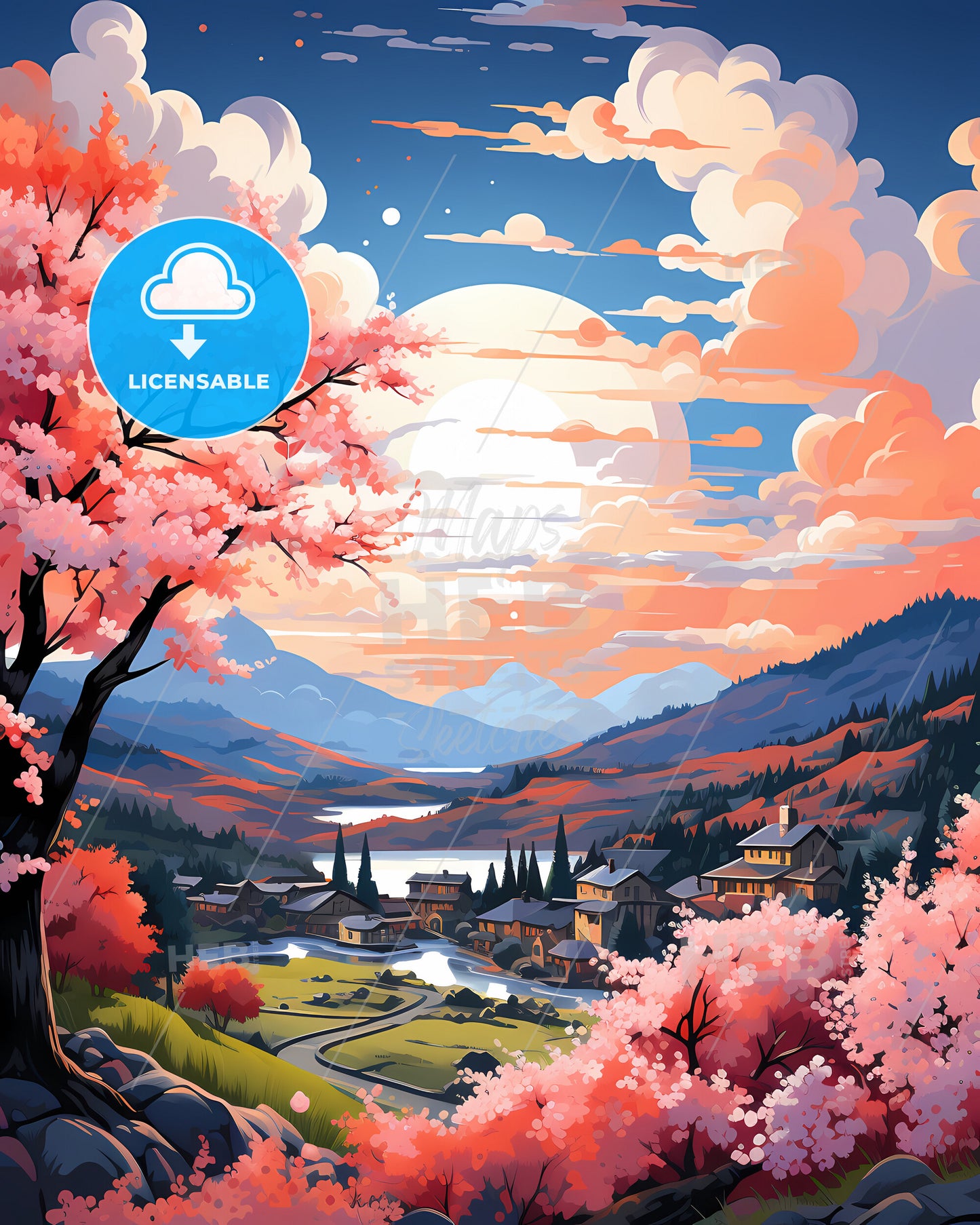 Skien, Norway, a landscape with a village and a river