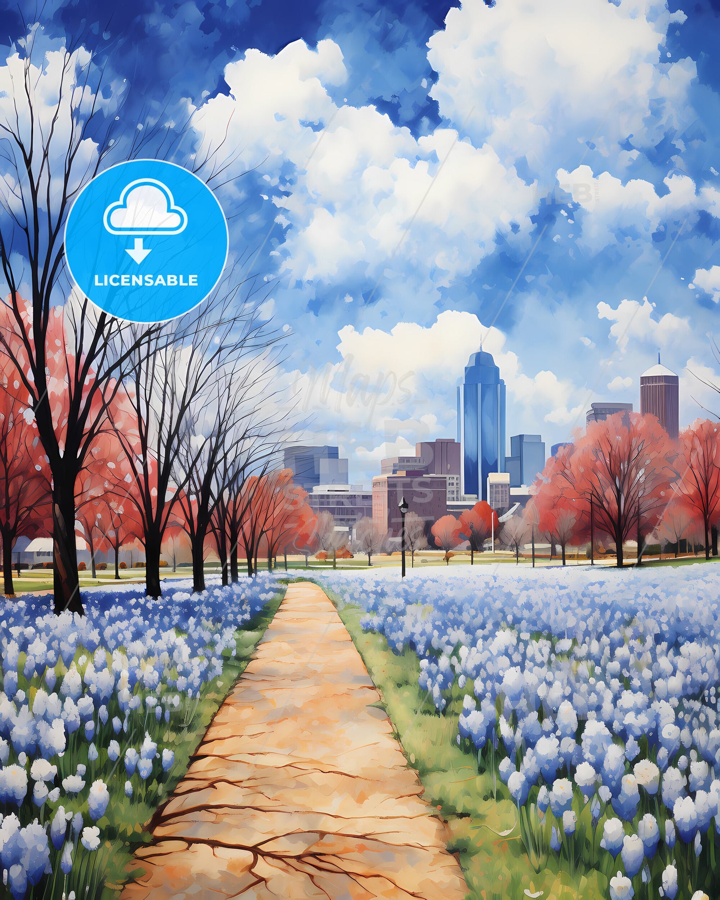 Gastonia, North Carolina, a path through a field of flowers