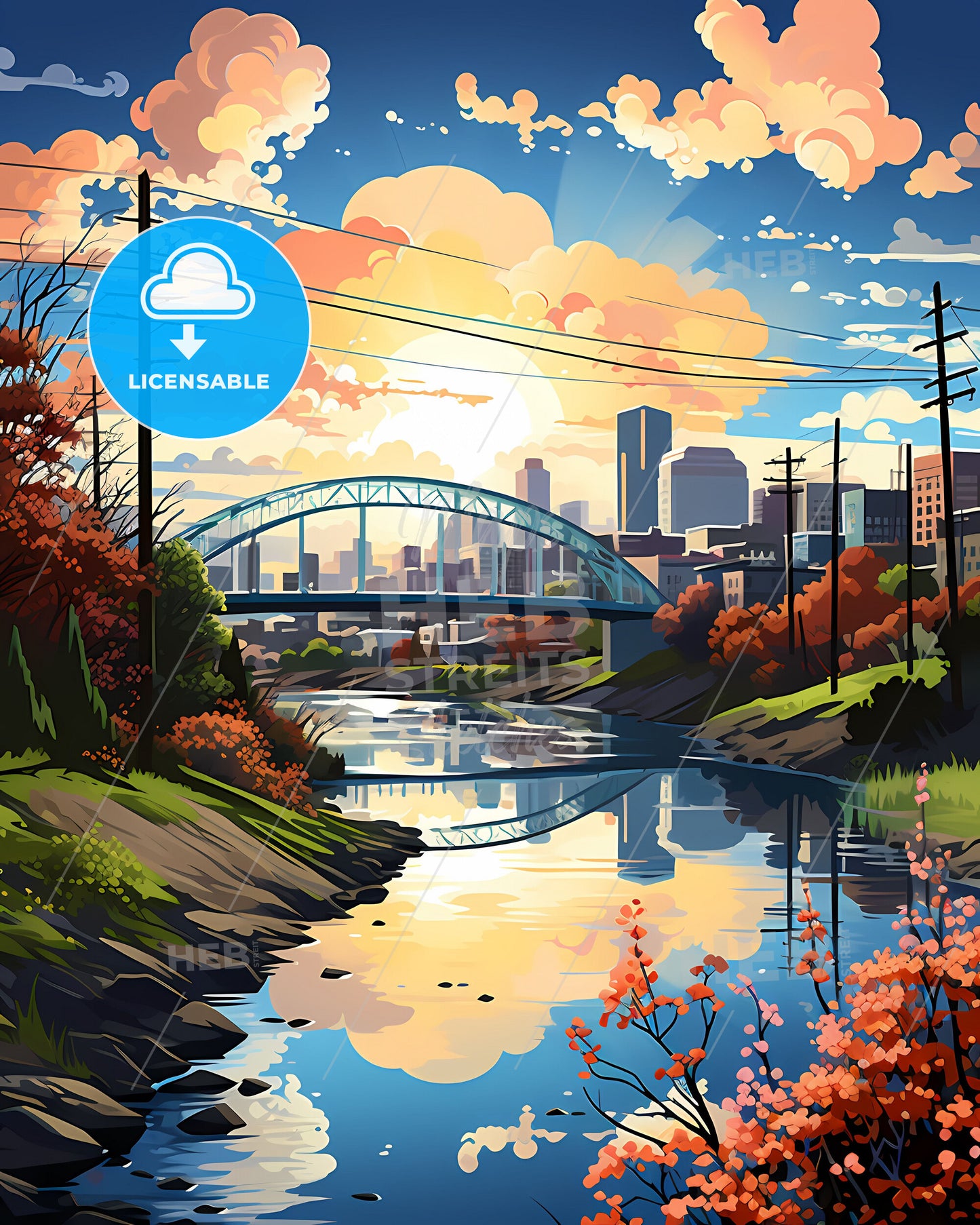 Turlock, California, a river with a bridge over it