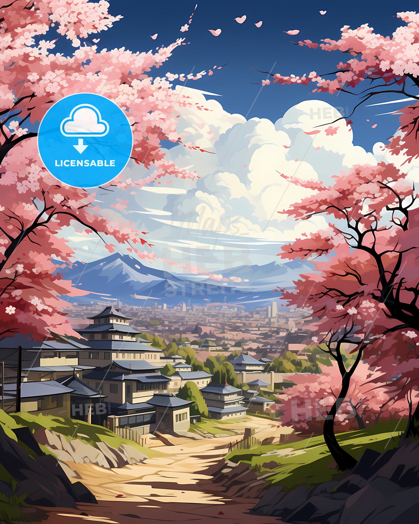 West Jordan, Utah, a landscape with pink trees and buildings