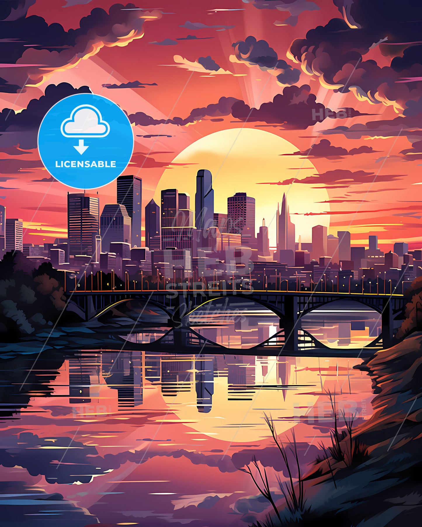 Frisco, Texas, a sunset over a city