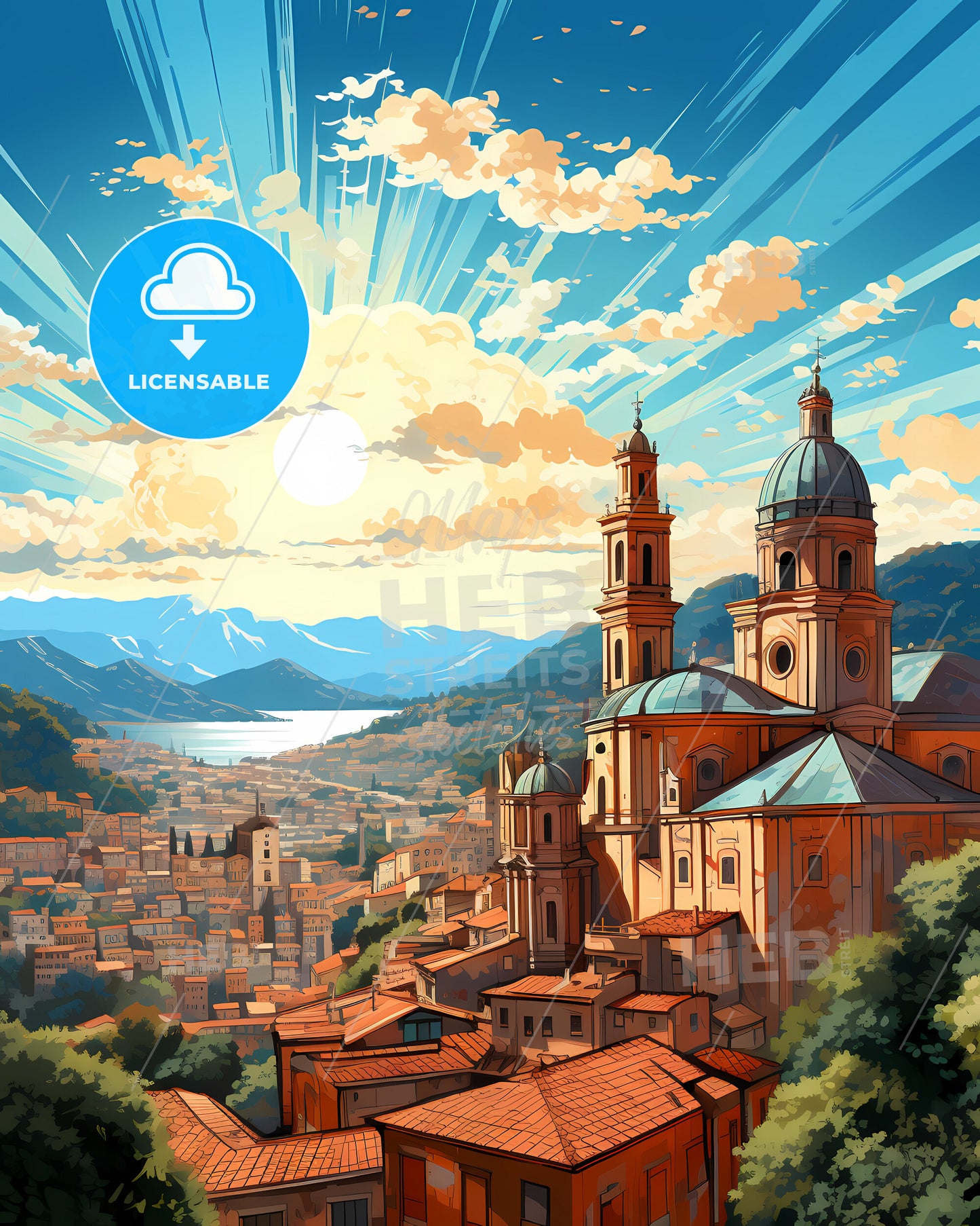 Genoa, Italy, a lively and colourful cityscape