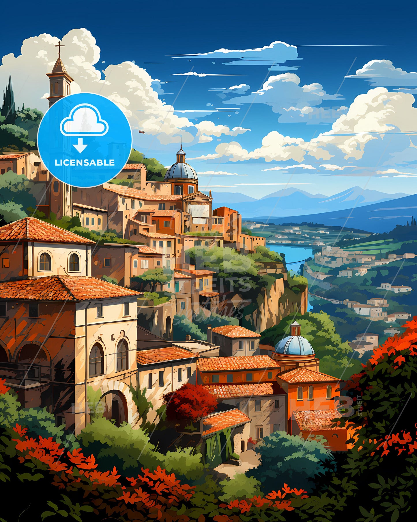 Tivoli, Italy, a lively and colourful cityscape