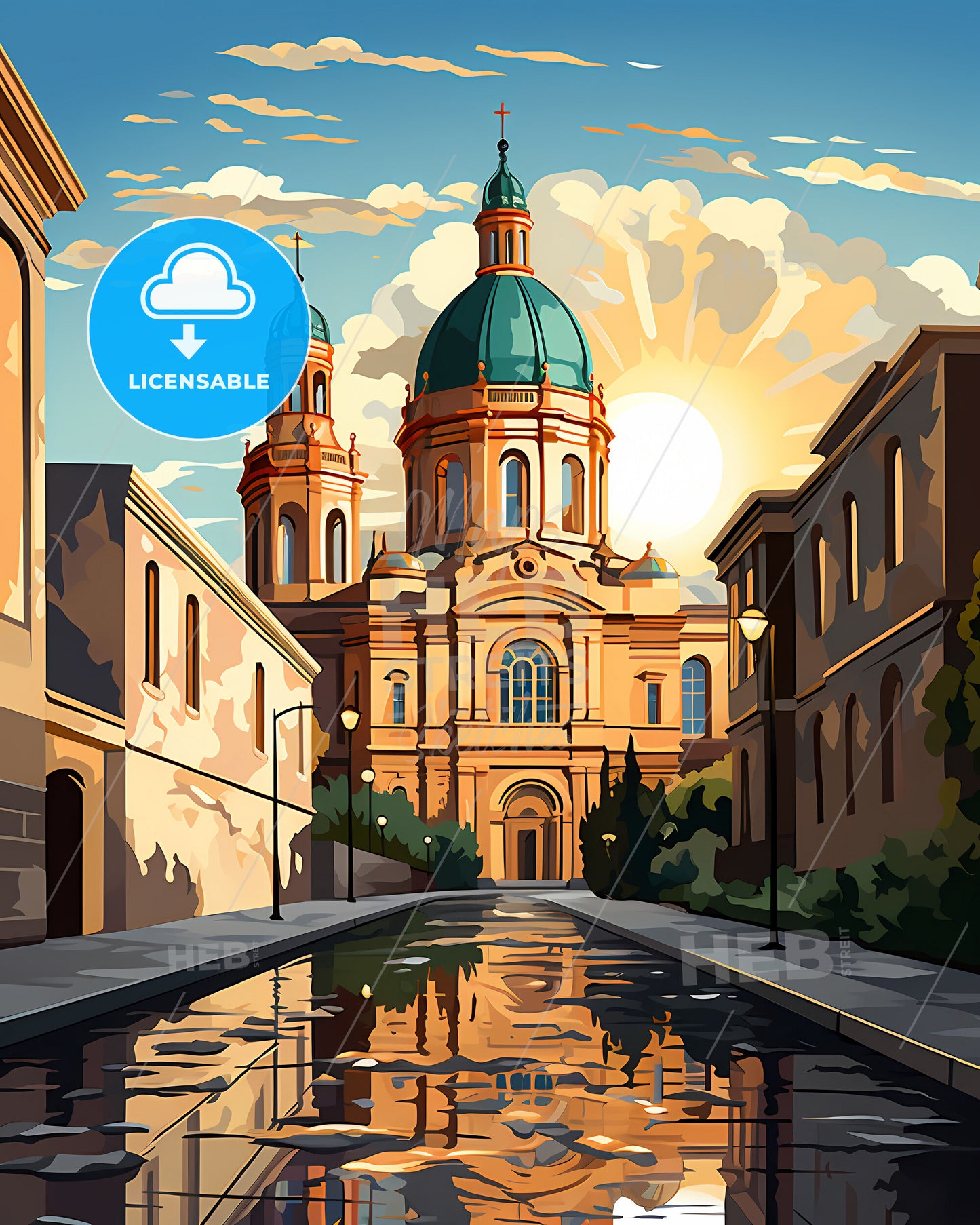 Elk Grove, California, a building with a blue dome and green roof