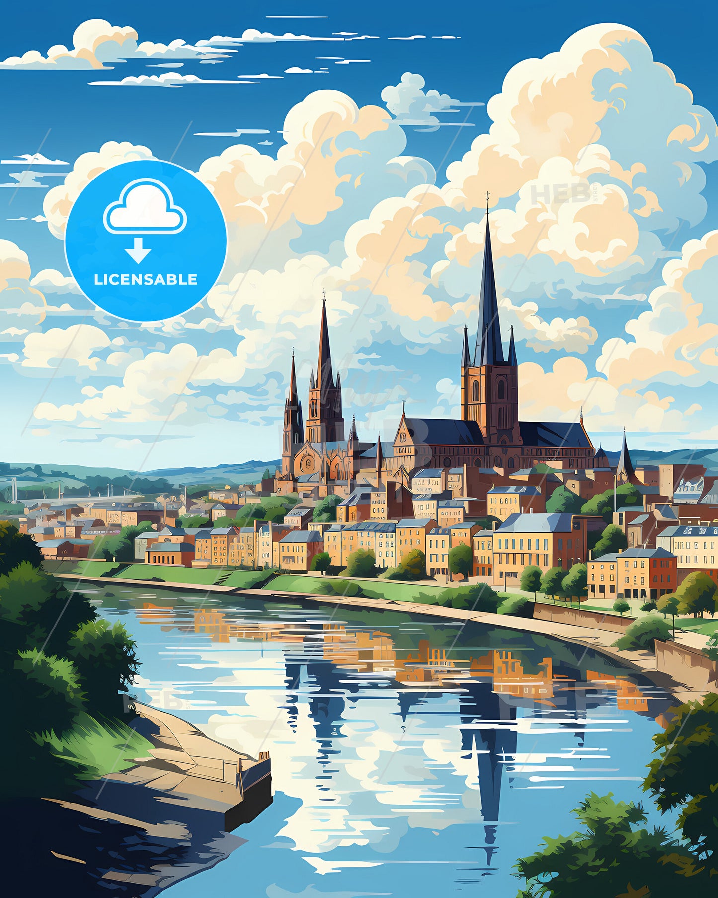 Limerick, County Limerick & County Clare, a city next to a river