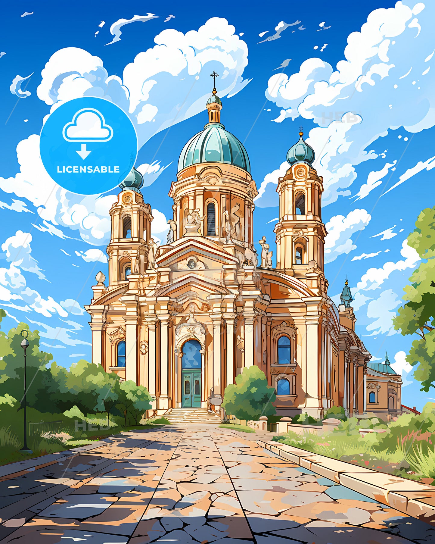 Brindisi, Italy, a building with a blue dome and green roof