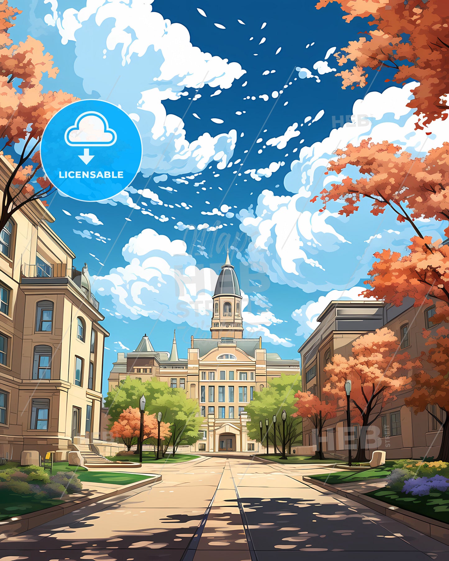 Naperville, Illinois, a street with trees and buildings