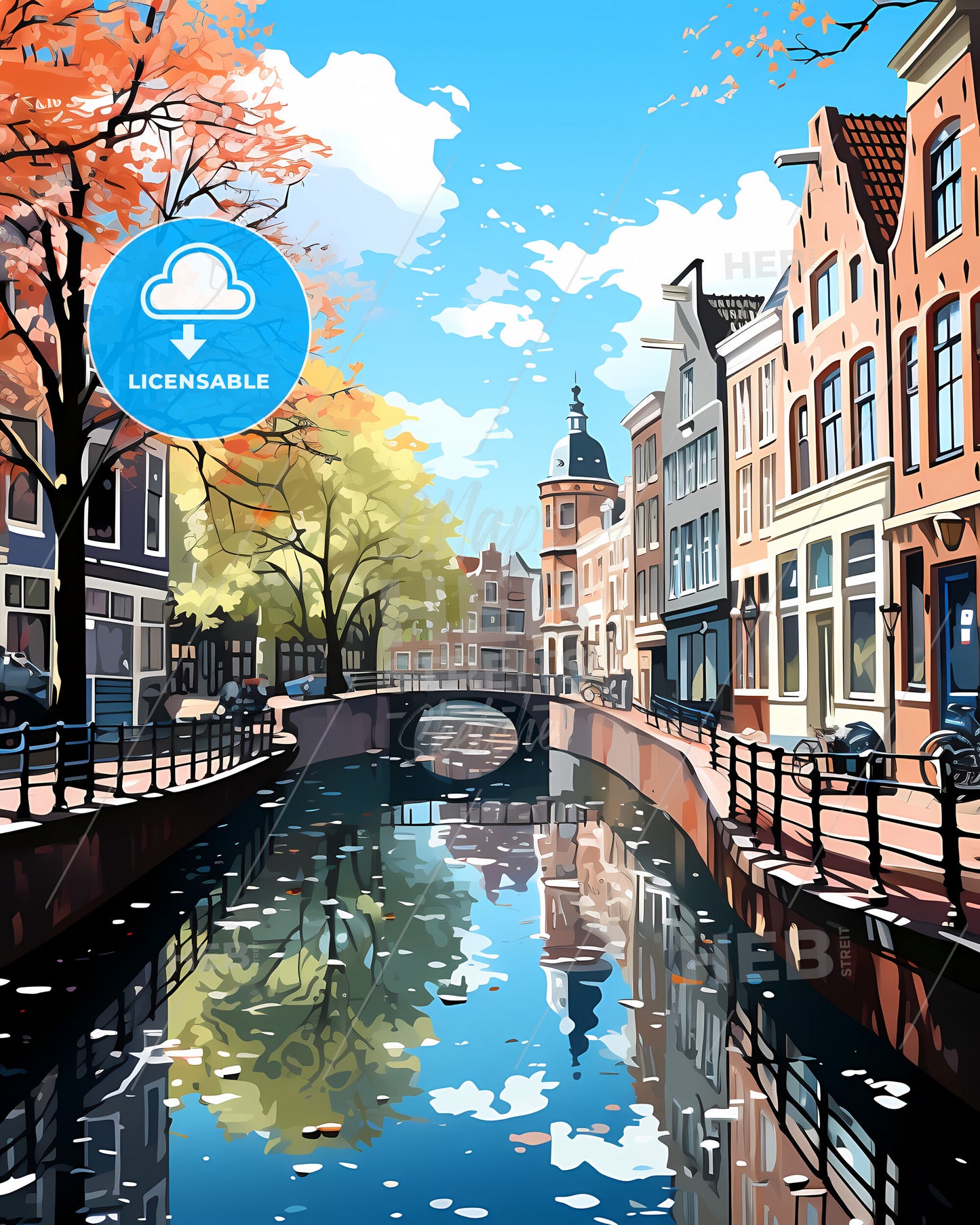 Apeldoorn, Netherlands, a canal with a bridge and buildings