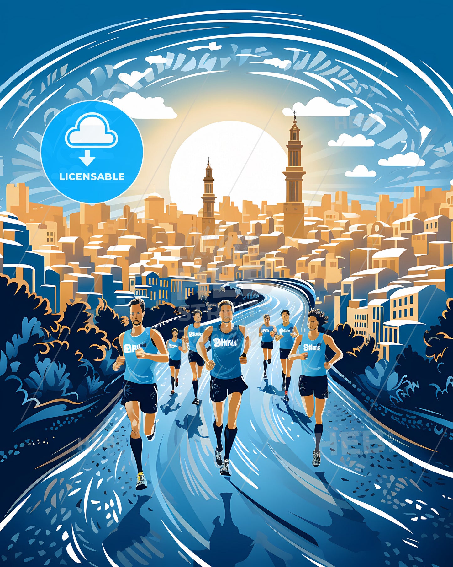 Sevilla, Spain, a group of people running on a road in a city