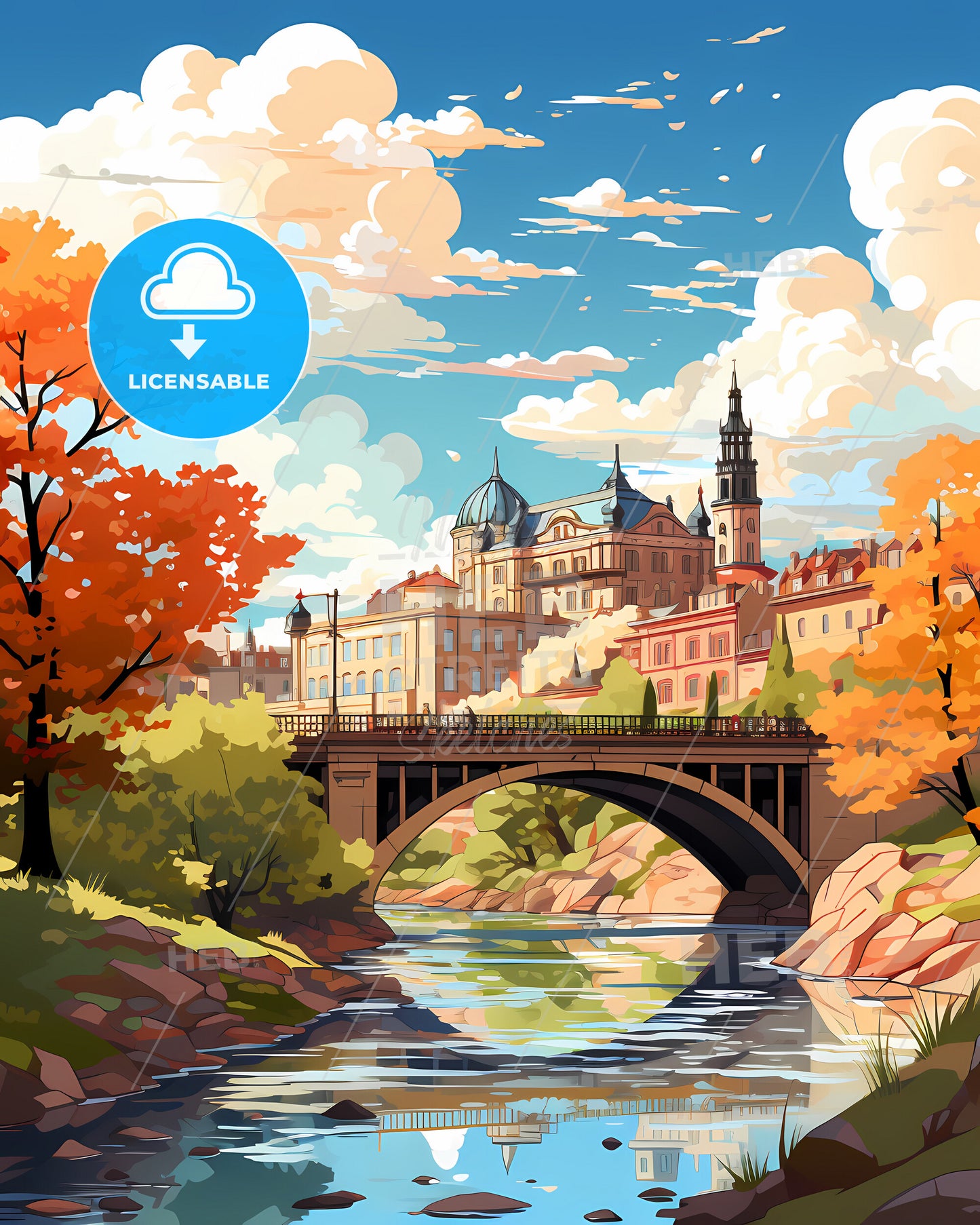 Puente De Vallecas, Spain, a bridge over a river with a castle in the background