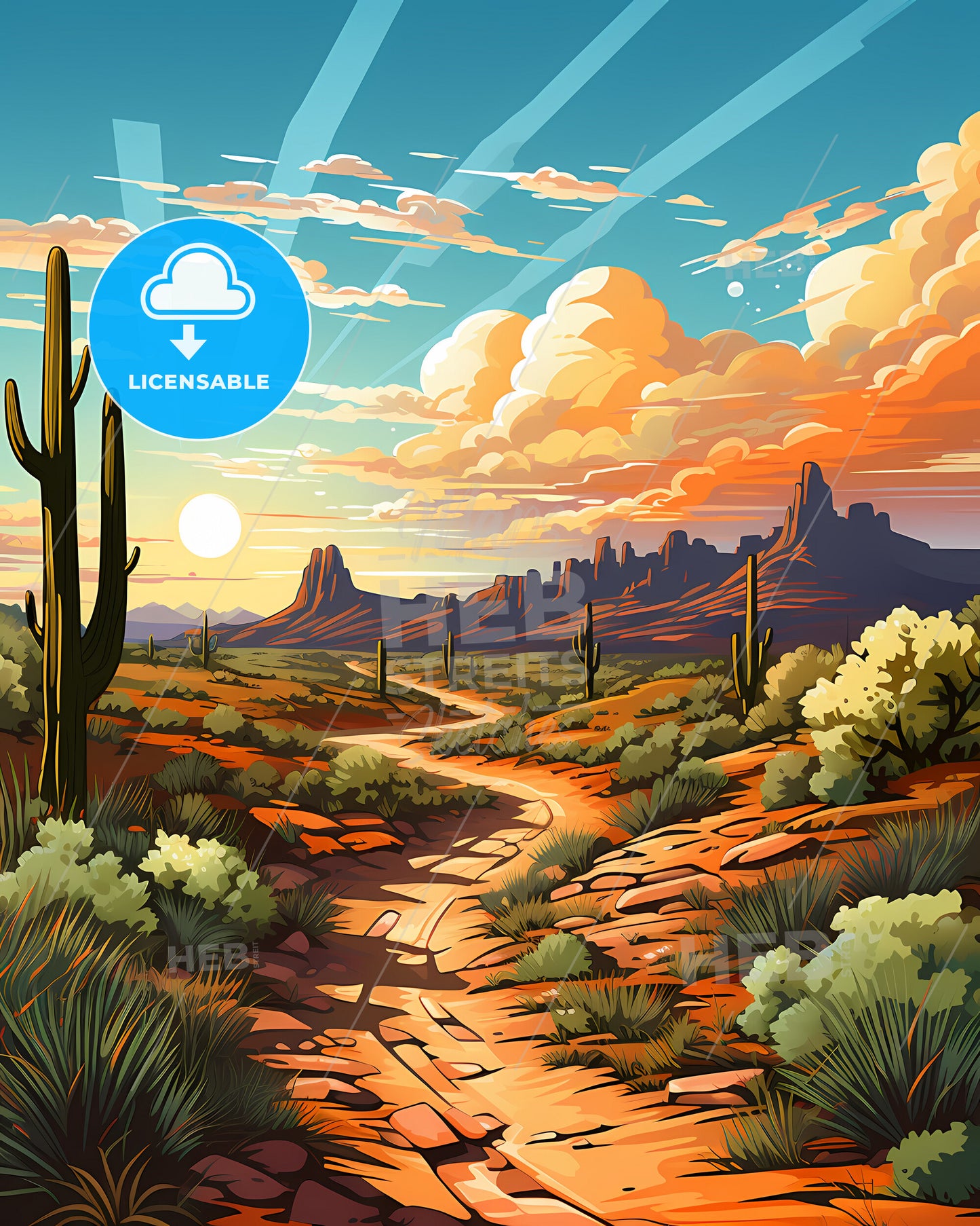 Indio, California, a desert landscape with cactuses and mountains