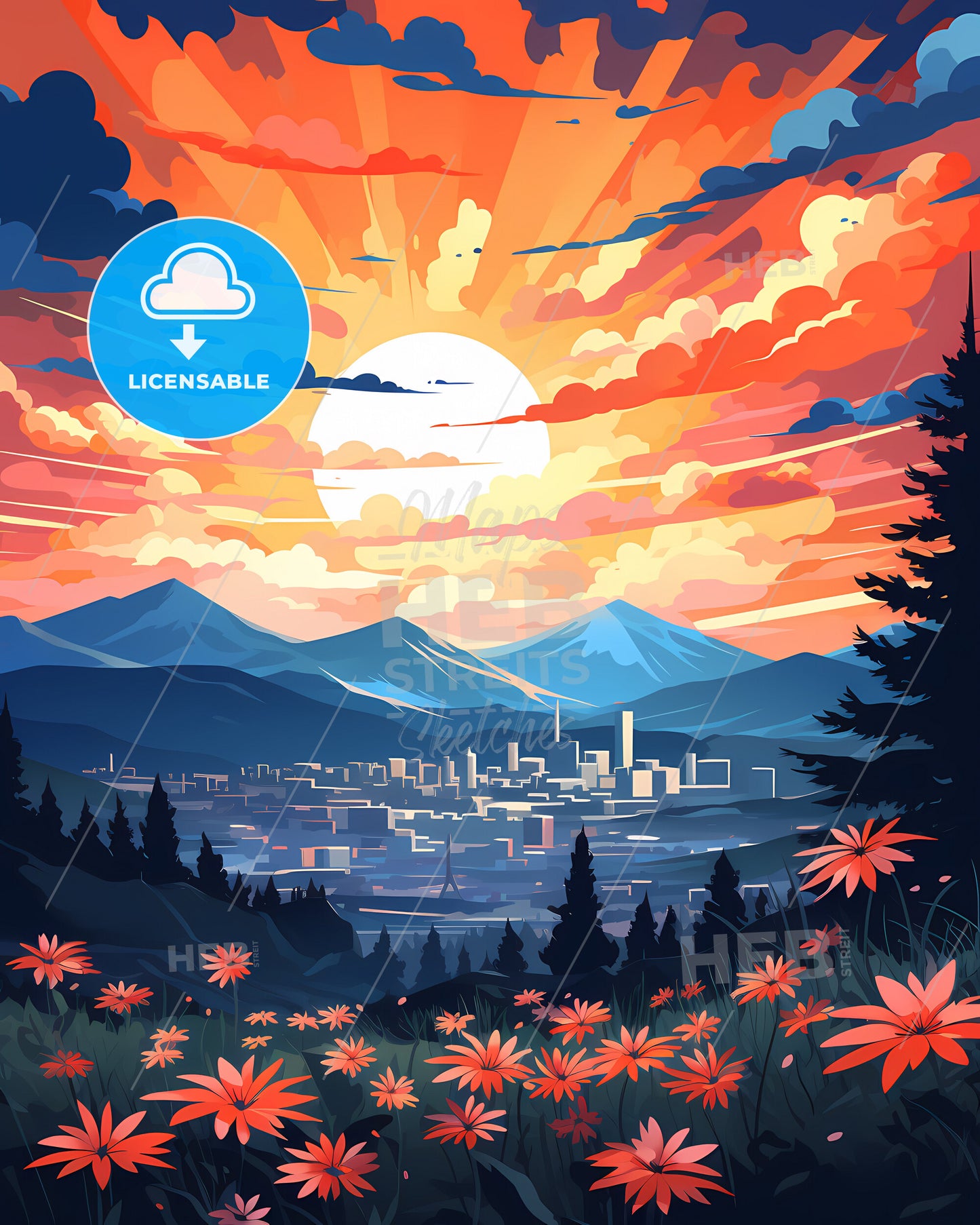 Oslo, Norway, a landscape with flowers and mountains