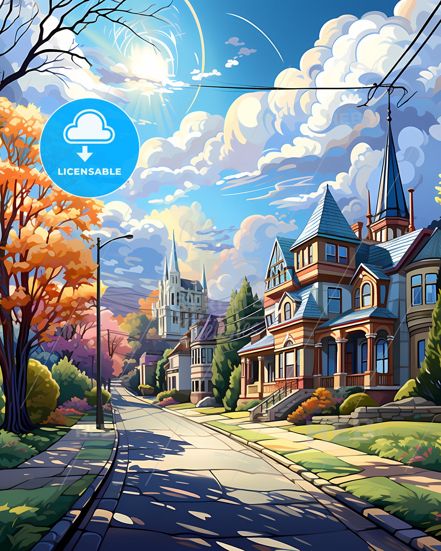 Donetsk, Ukraine, a street with houses and trees