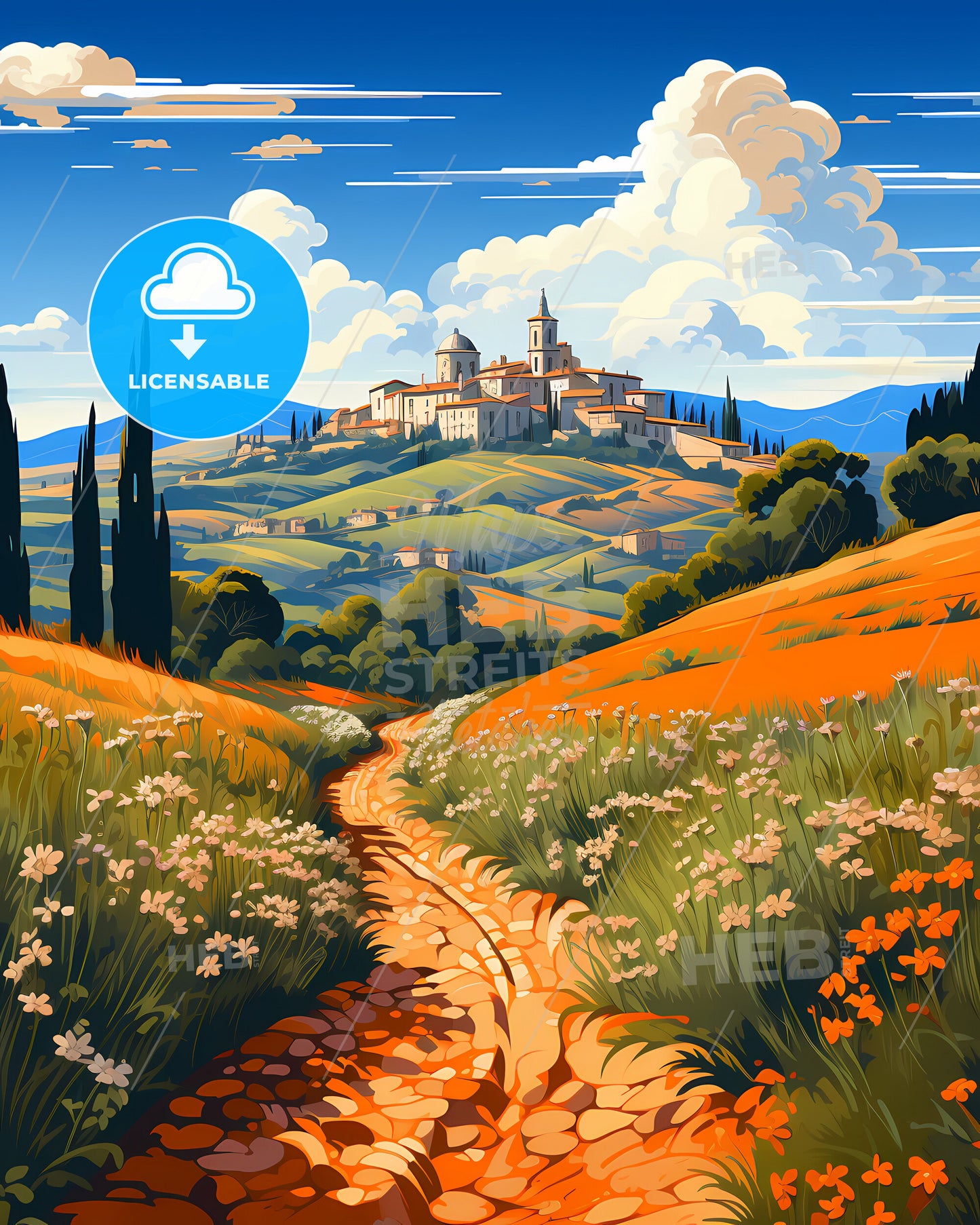 Montesilvano, Italy, a path leading to a town