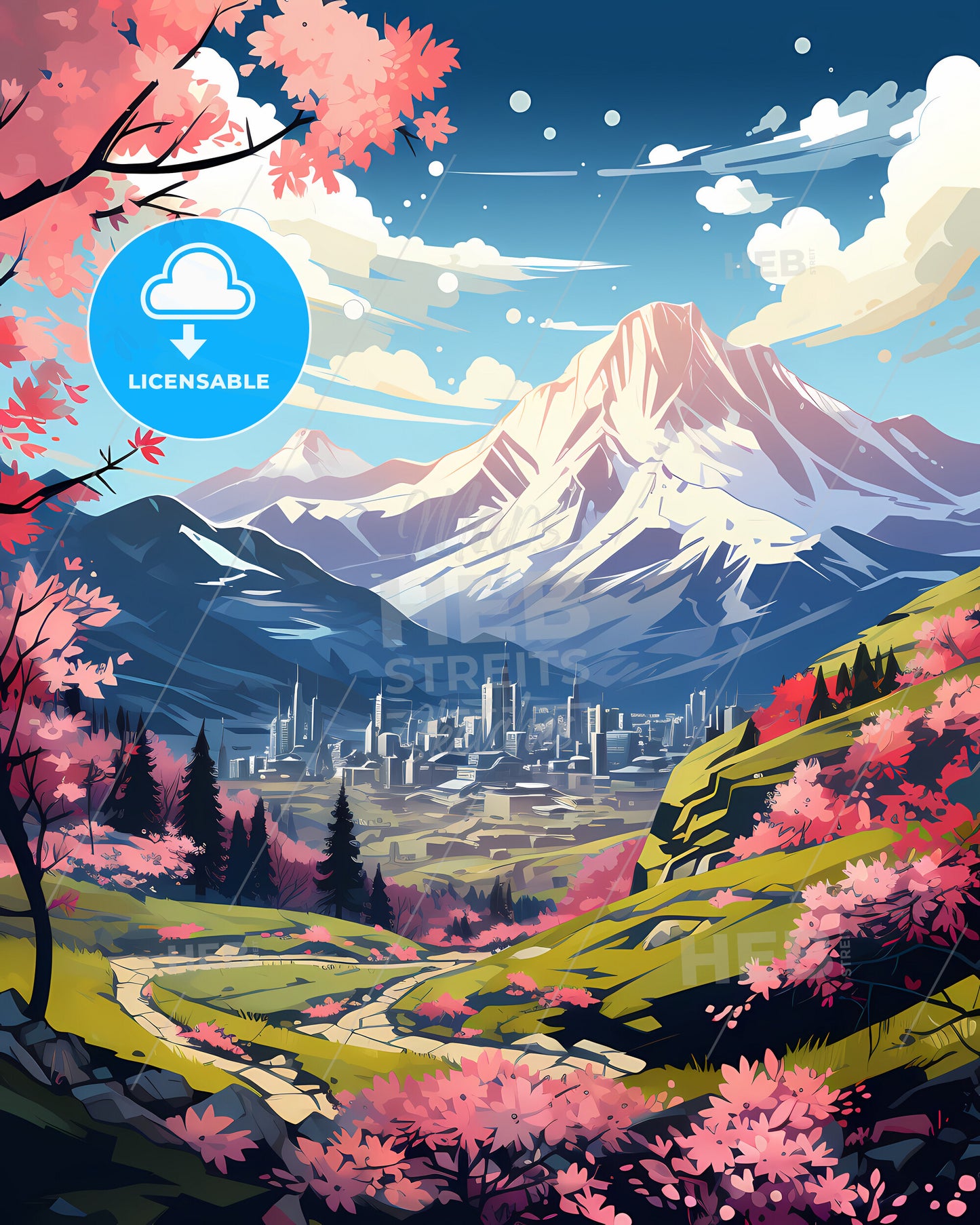 Almaty, Kazakhstan, a landscape with a city and mountains