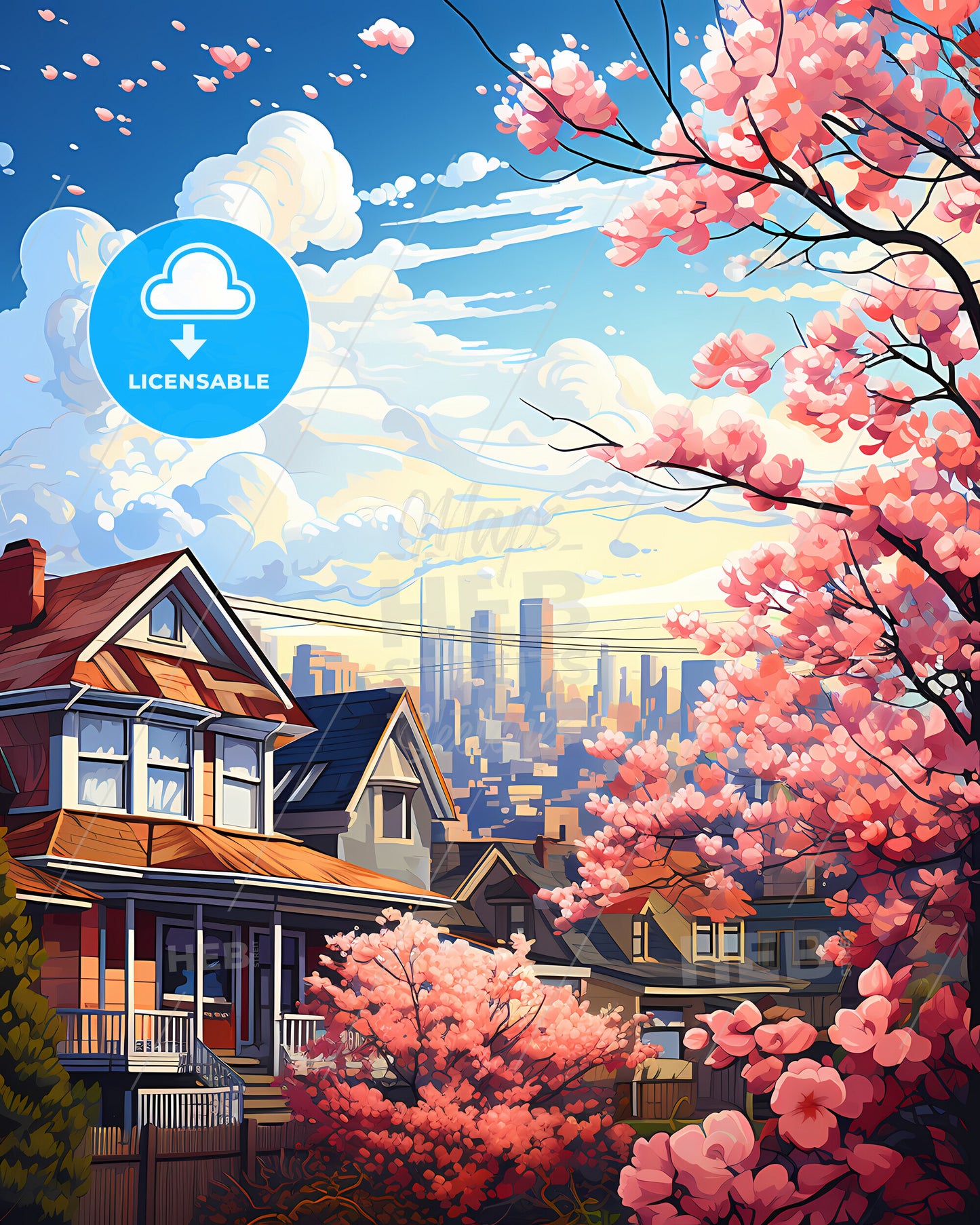 Noblesville, Indiana, a house with pink flowers and trees