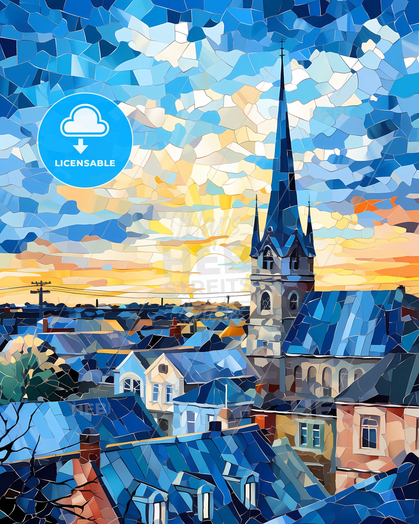 Limerick, County Limerick & County Clare, a building with a steeple and a blue roof